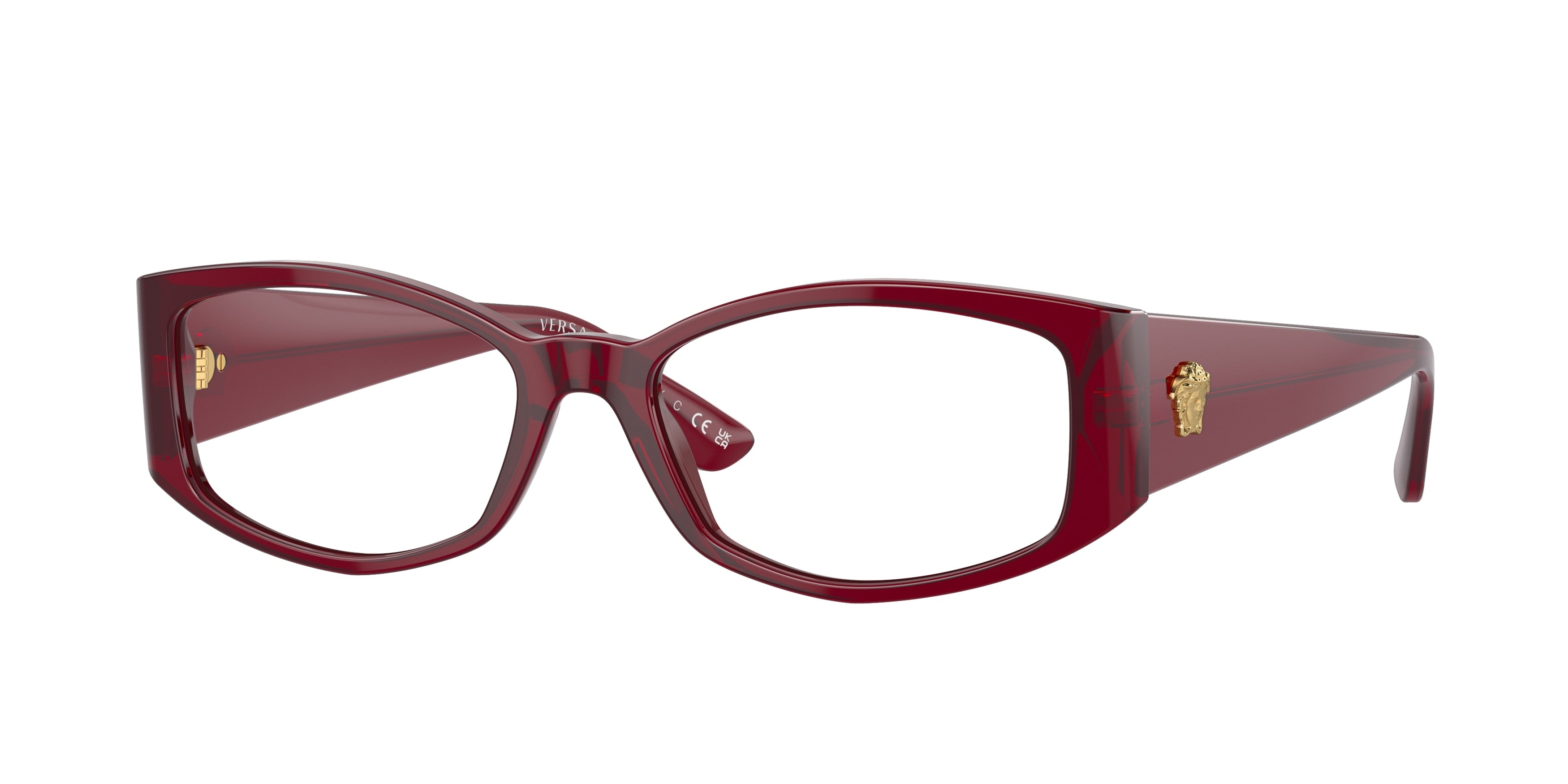 Versace VE3343 Irregular Eyeglasses 5430-Bordeaux 54-145-17 - Color Map Red