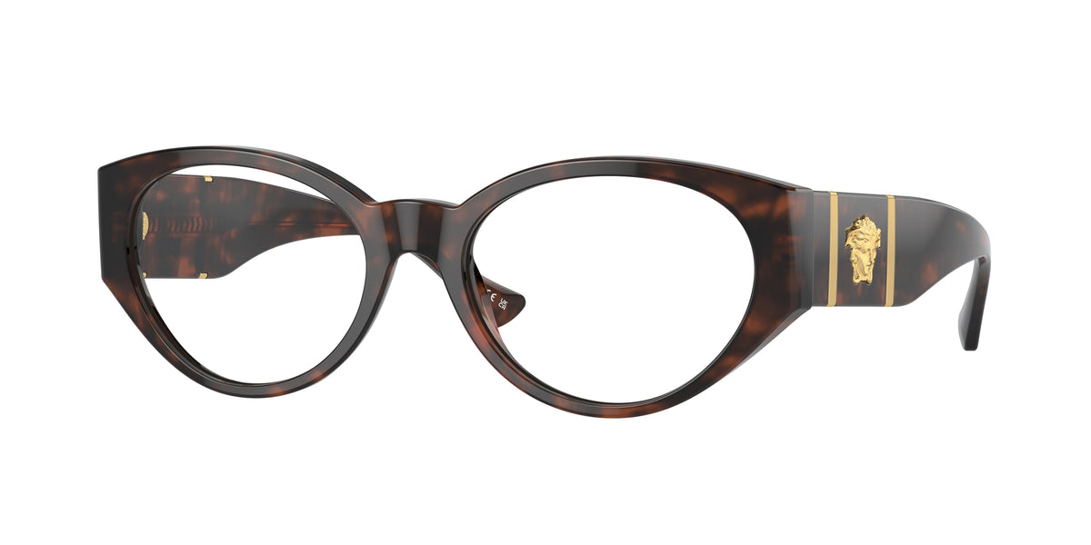 Versace VE3345 Oval Eyeglasses 5429-Havana 54-140-18 - Color Map Tortoise