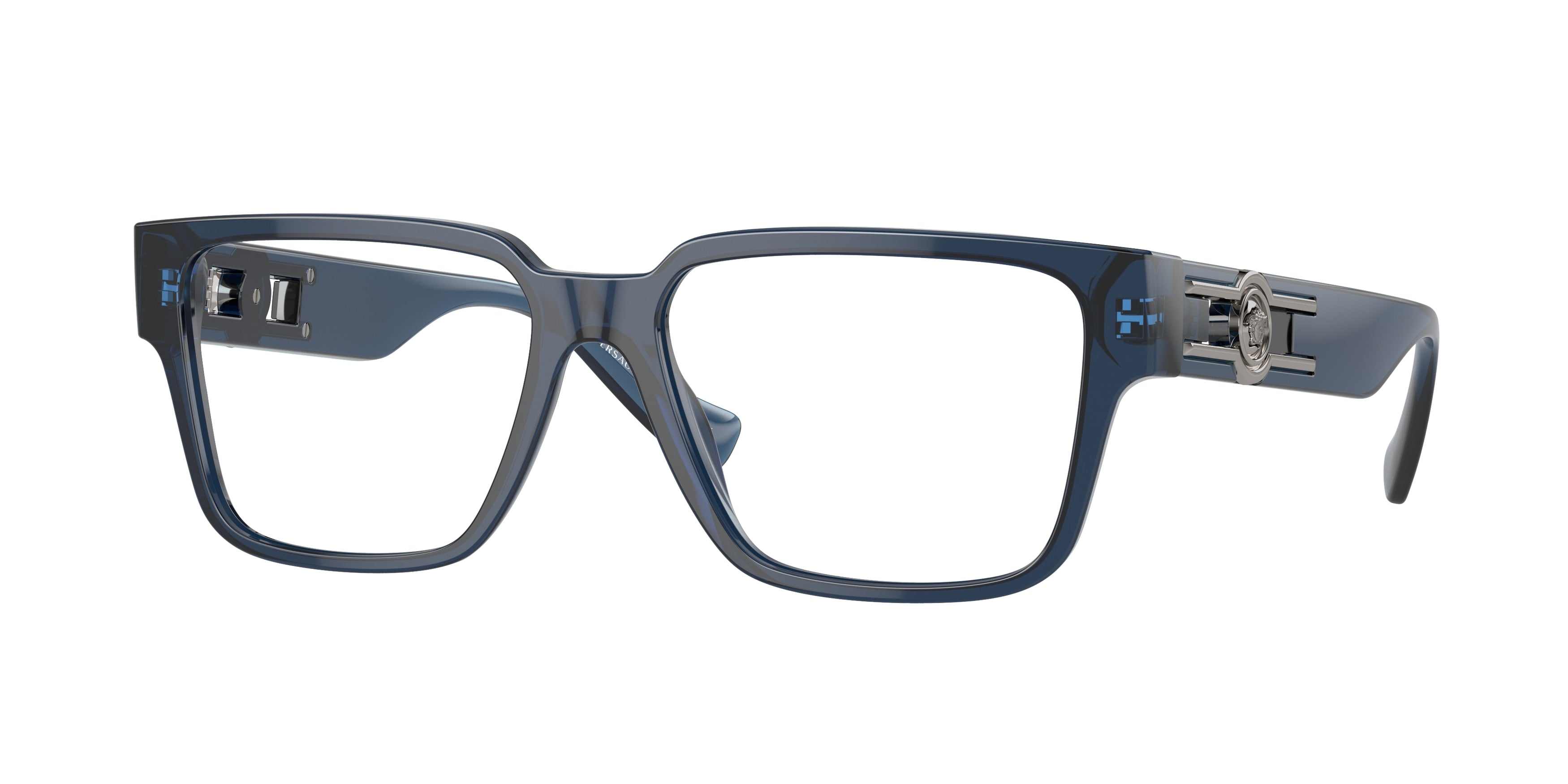 Versace VE3346 Rectangle Eyeglasses 5292-Blue Transparent 55-140-16 - Color Map Blue