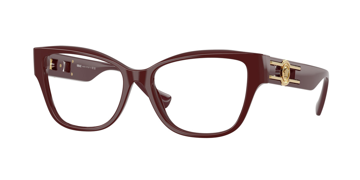 Versace VE3347 Pillow Eyeglasses 5515-Solid Red 54-140-16 - Color Map Red