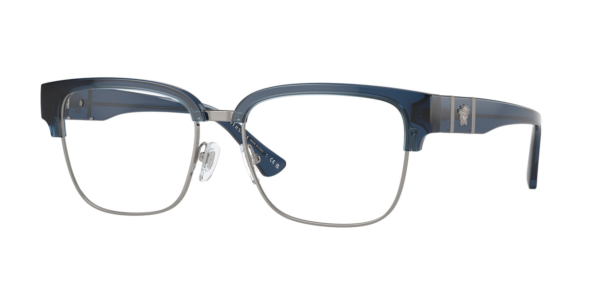 Versace VE3348 Square Eyeglasses 5292-Blue Transparent 55-150-17 - Color Map Blue