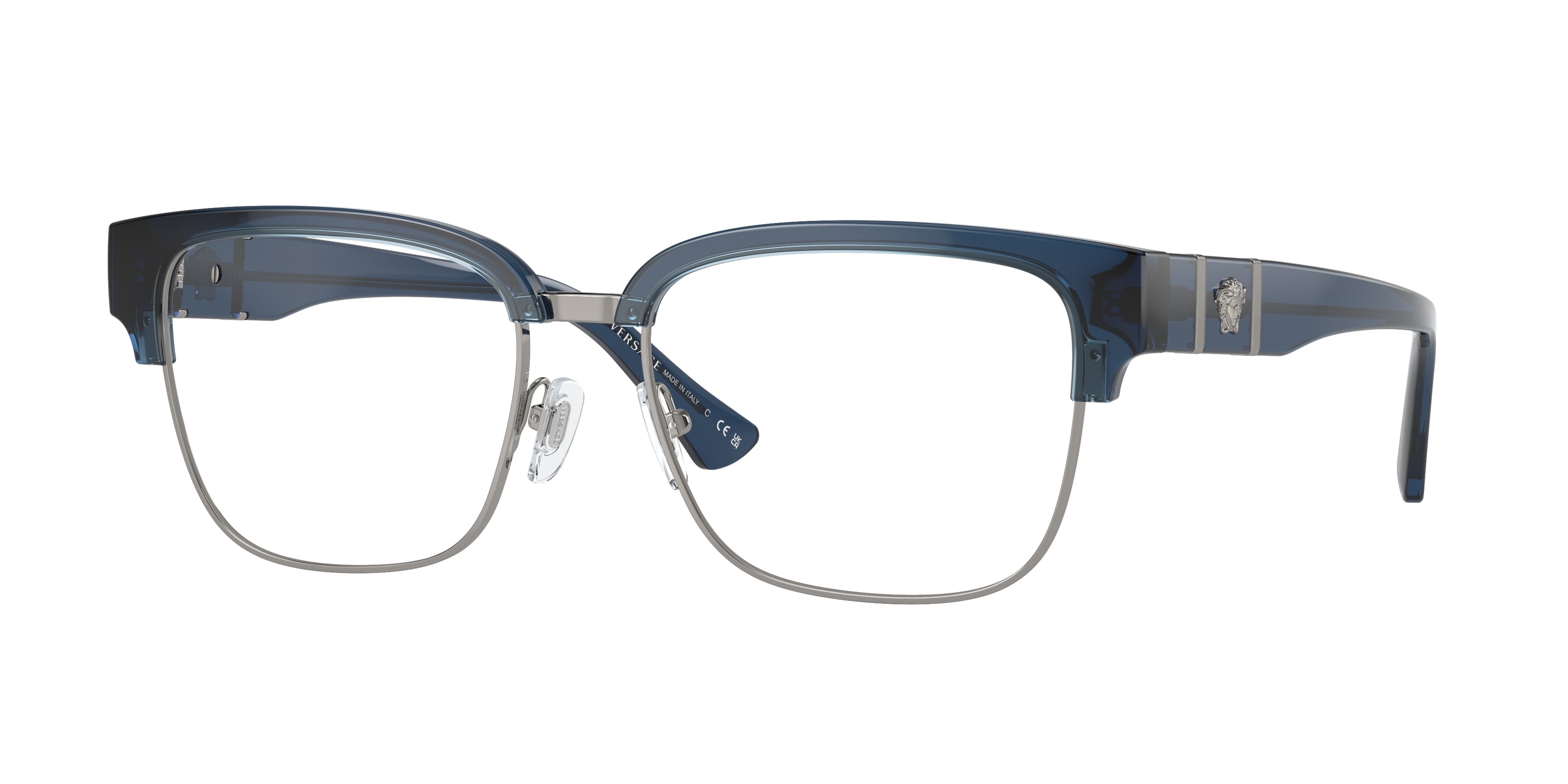 Versace VE3348 Square Eyeglasses  5292-Blue Transparent 55-150-17 - Color Map Blue