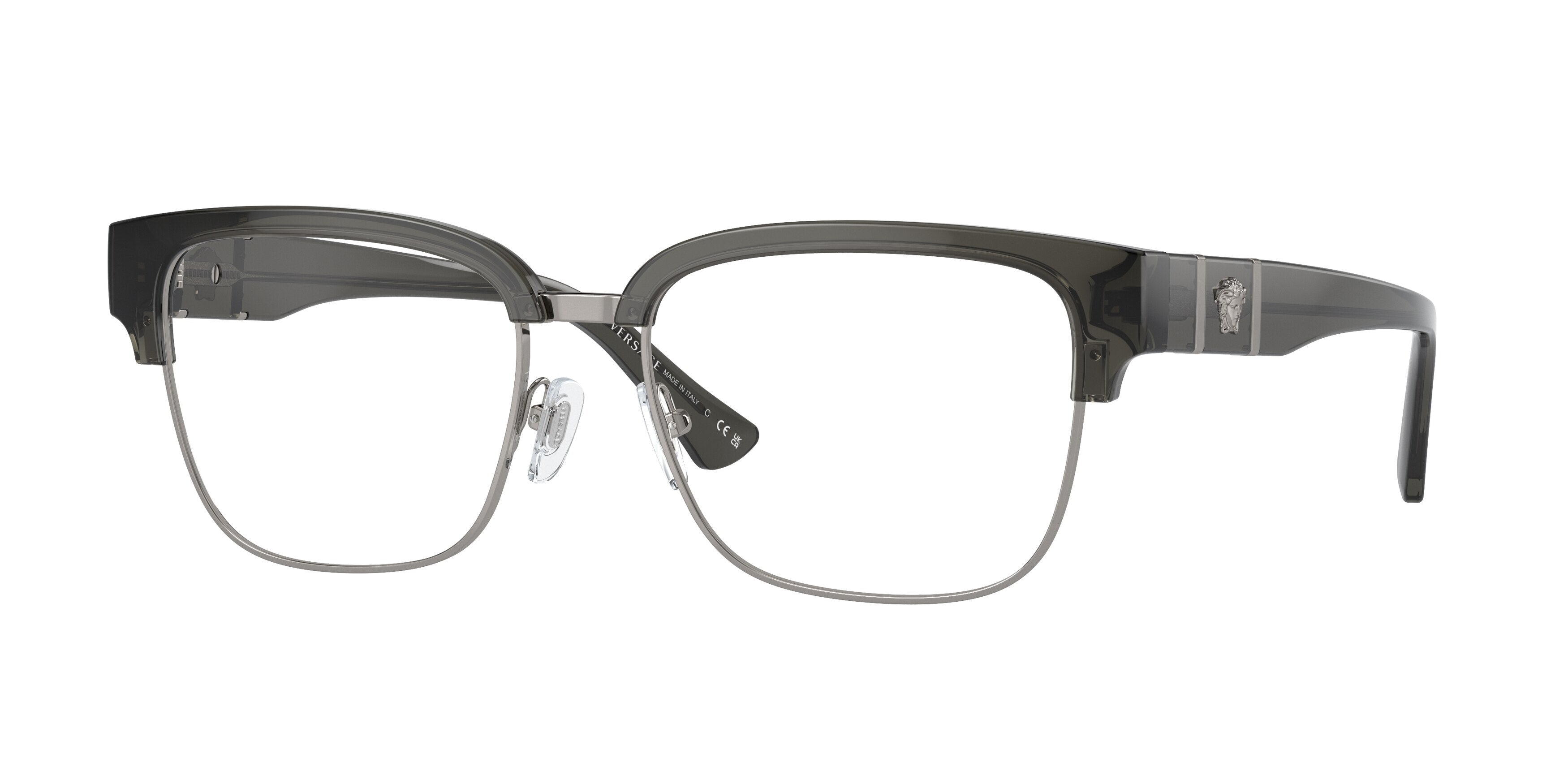Versace VE3348 Square Eyeglasses for Men — Free Shipping - 55-150-17 / 5433-Grey Transparent