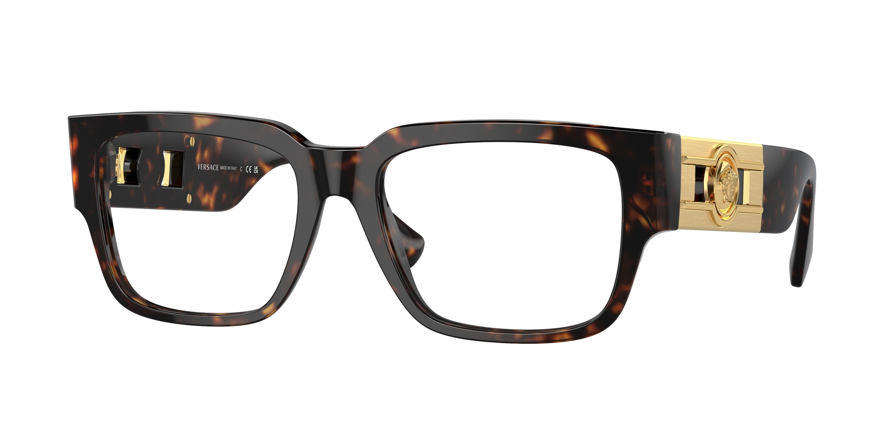 Versace VE3350F Square Eyeglasses  108-Havana 55-140-18 - Color Map Tortoise