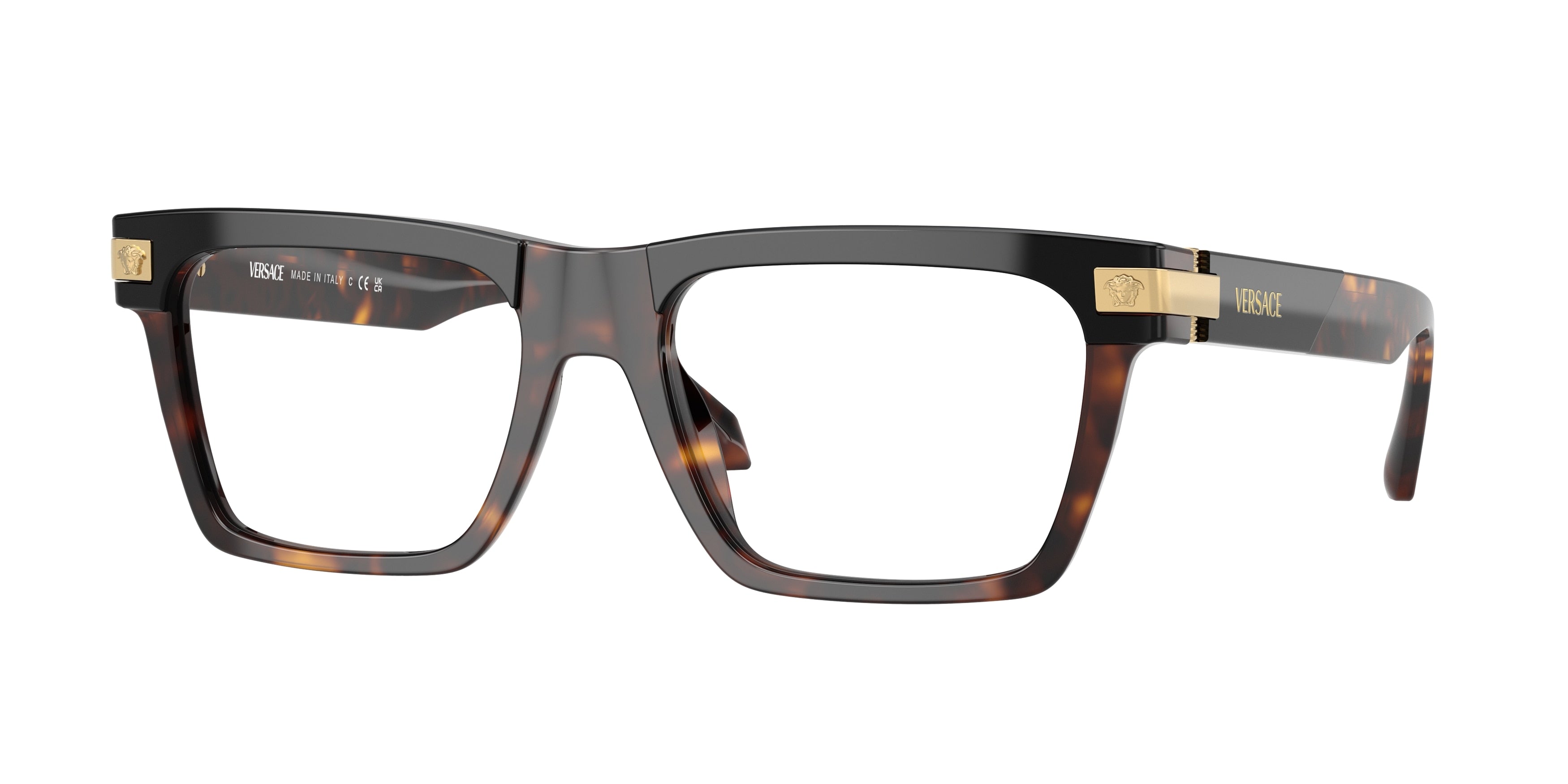 Versace VE3354 Rectangle Eyeglasses 5466-Top Black/Havana 55-145-18 - Color Map Black