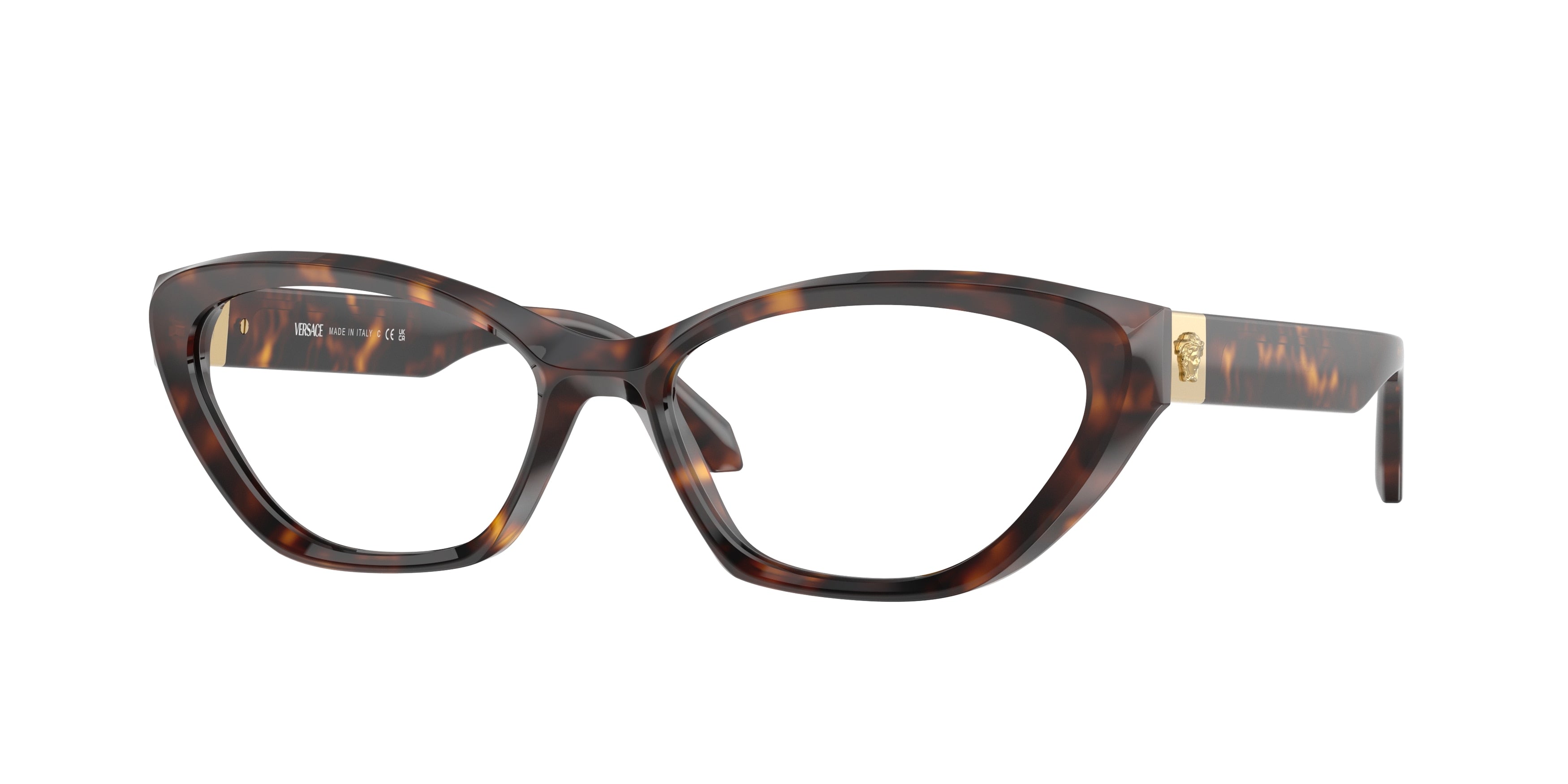 Versace VE3356 Cat Eye Eyeglasses 108-Havana 55-140-16 - Color Map Tortoise