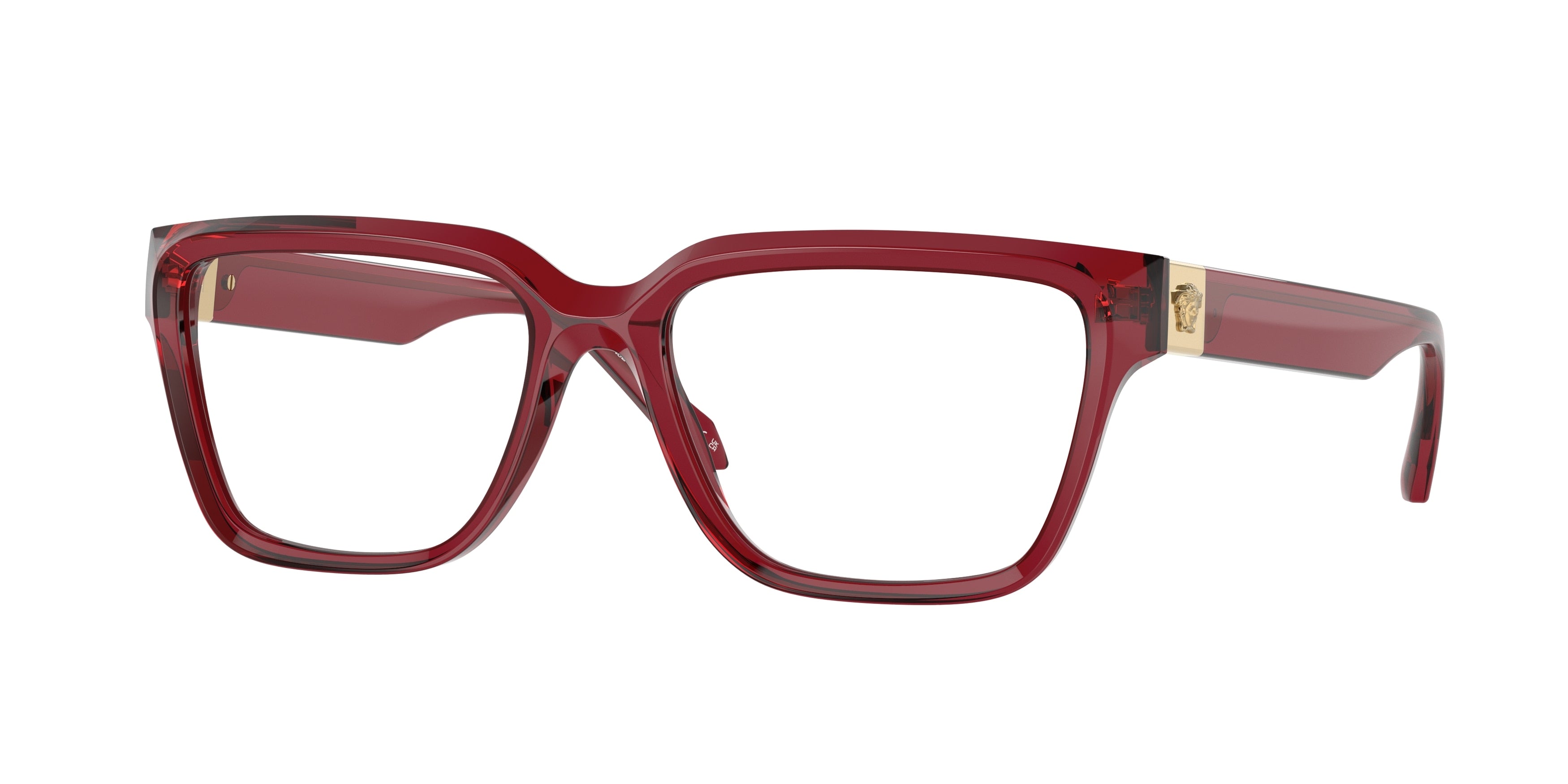 Versace VE3357 Rectangle Eyeglasses 388-Red Transparent 55-145-17 - Color Map Red