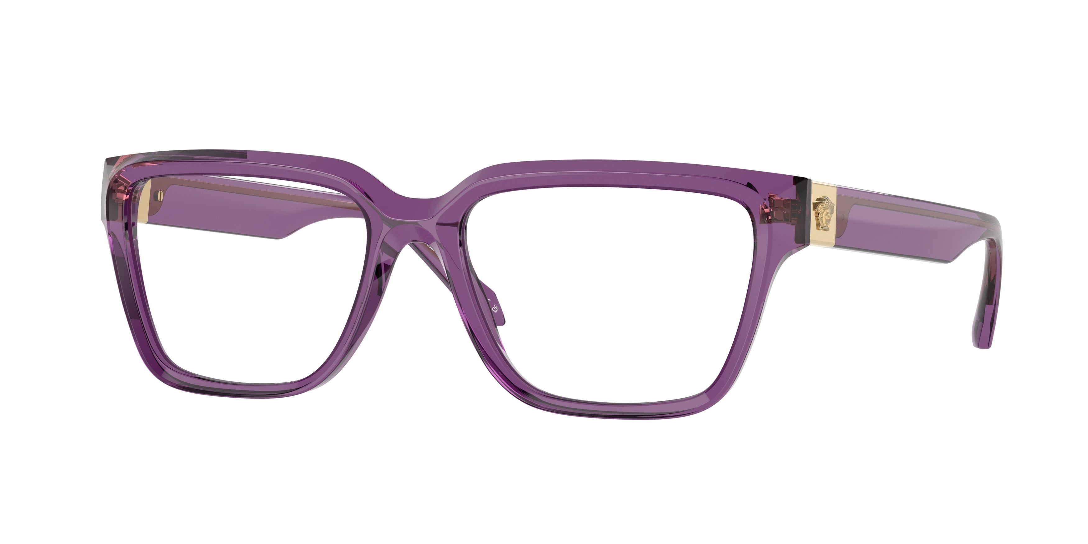 Versace VE3357 Rectangle Eyeglasses 5464-Violet Transparent 55-145-17 - Color Map Violet