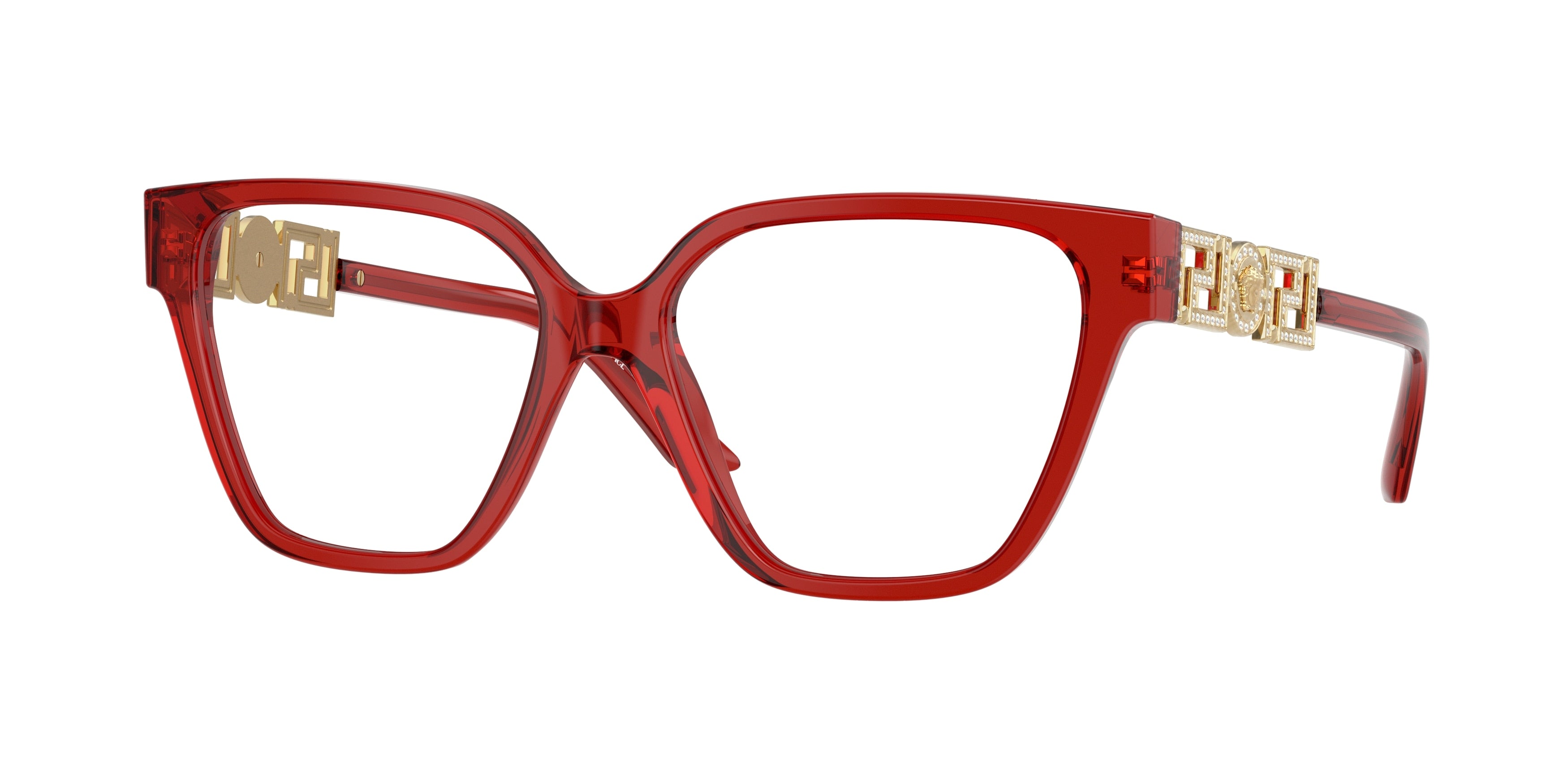 Versace VE3358B Irregular Eyeglasses 5476-Transparent Red 54-140-16 - Color Map Red