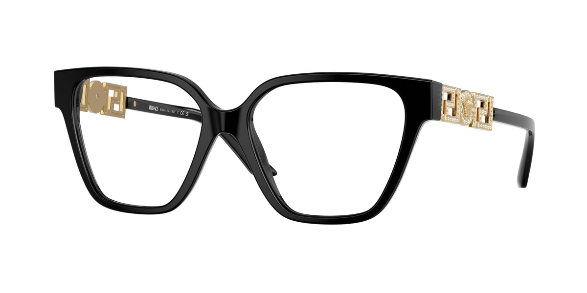 Versace VE3358B Irregular Eyeglasses GB1-Black 54-140-16 - Color Map Black
