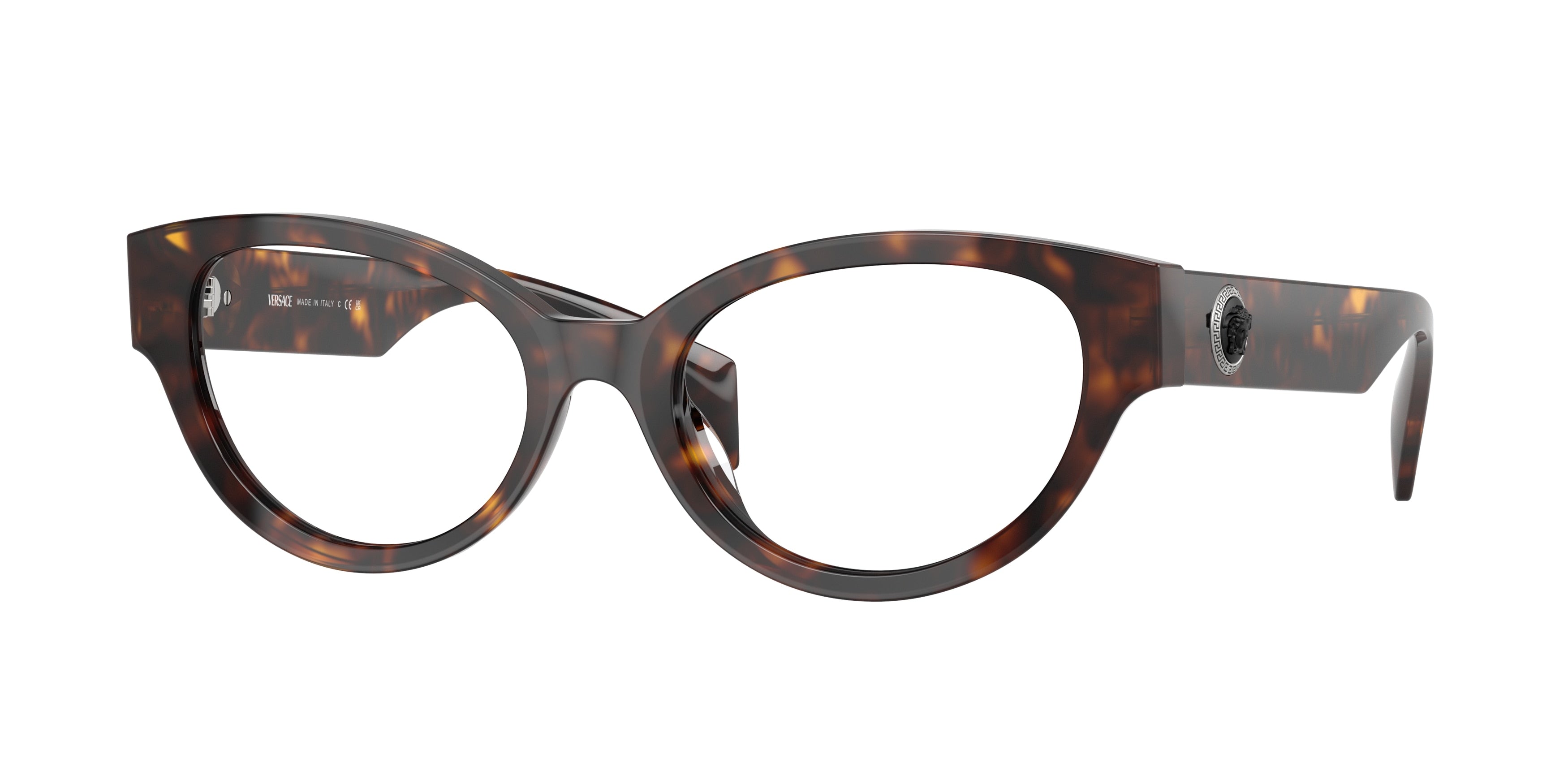 Versace VE3361U Cat Eye Eyeglasses 108-Havana 53-140-19 - Color Map Tortoise