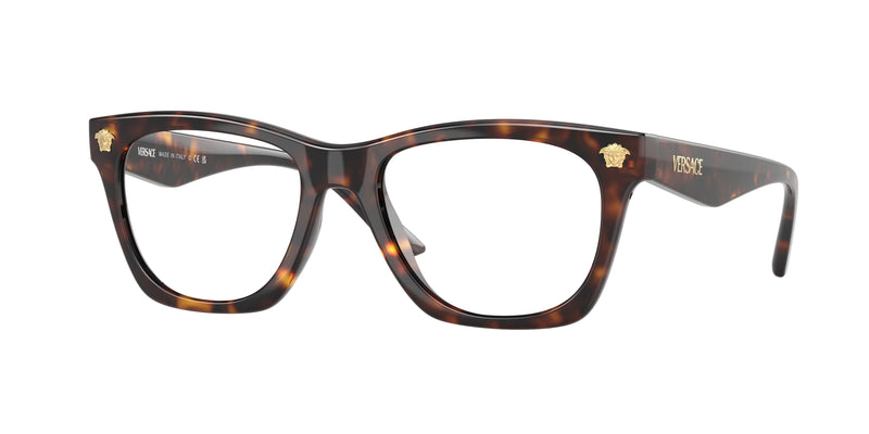 Versace VE3363U Square Eyeglasses 108-Havana 52-145-18 - Color Map Tortoise
