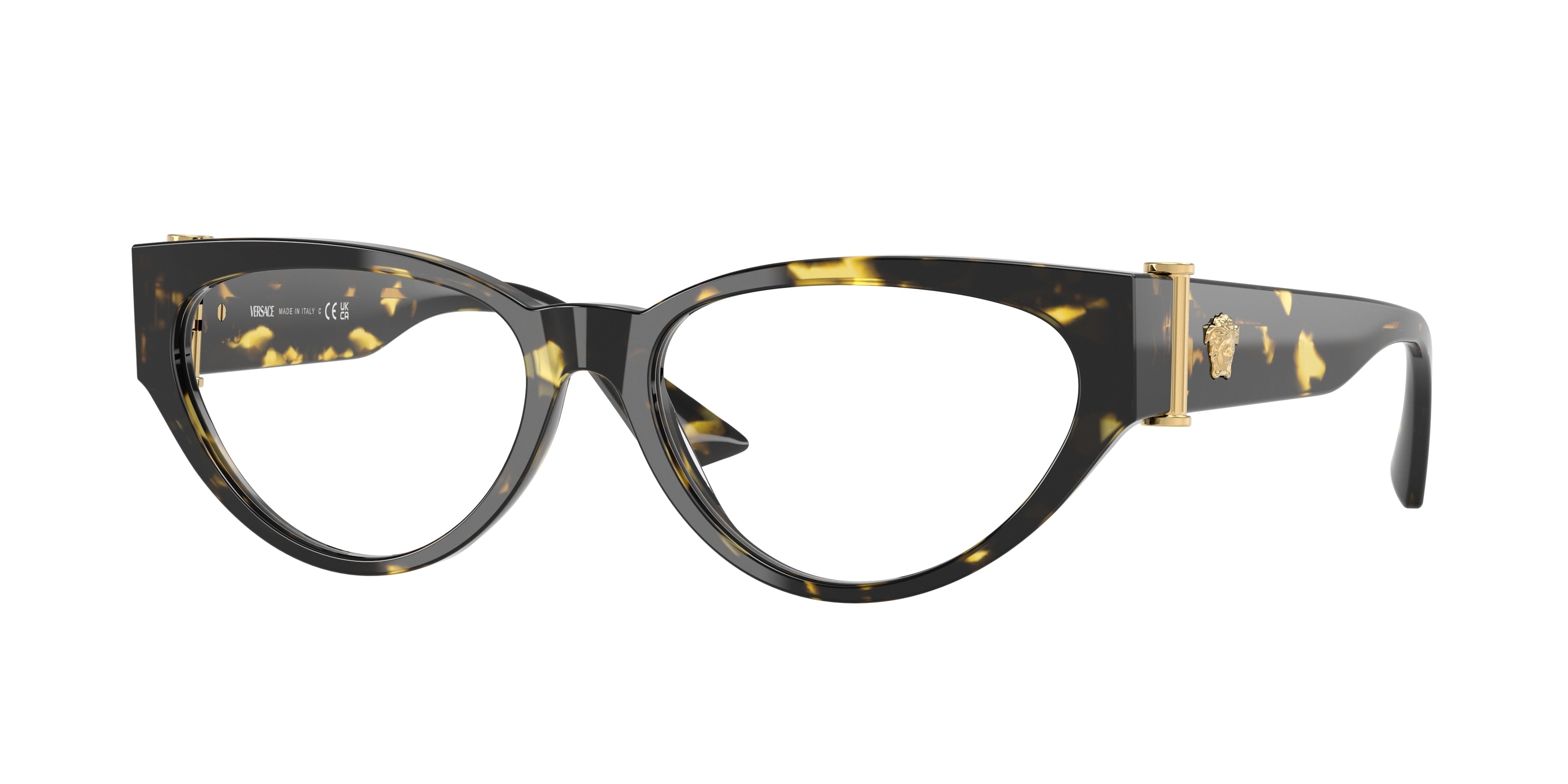 Versace VE3366F Cat Eye Eyeglasses  5428-Brown Yellow Havana 55-140-16 - Color Map Tortoise