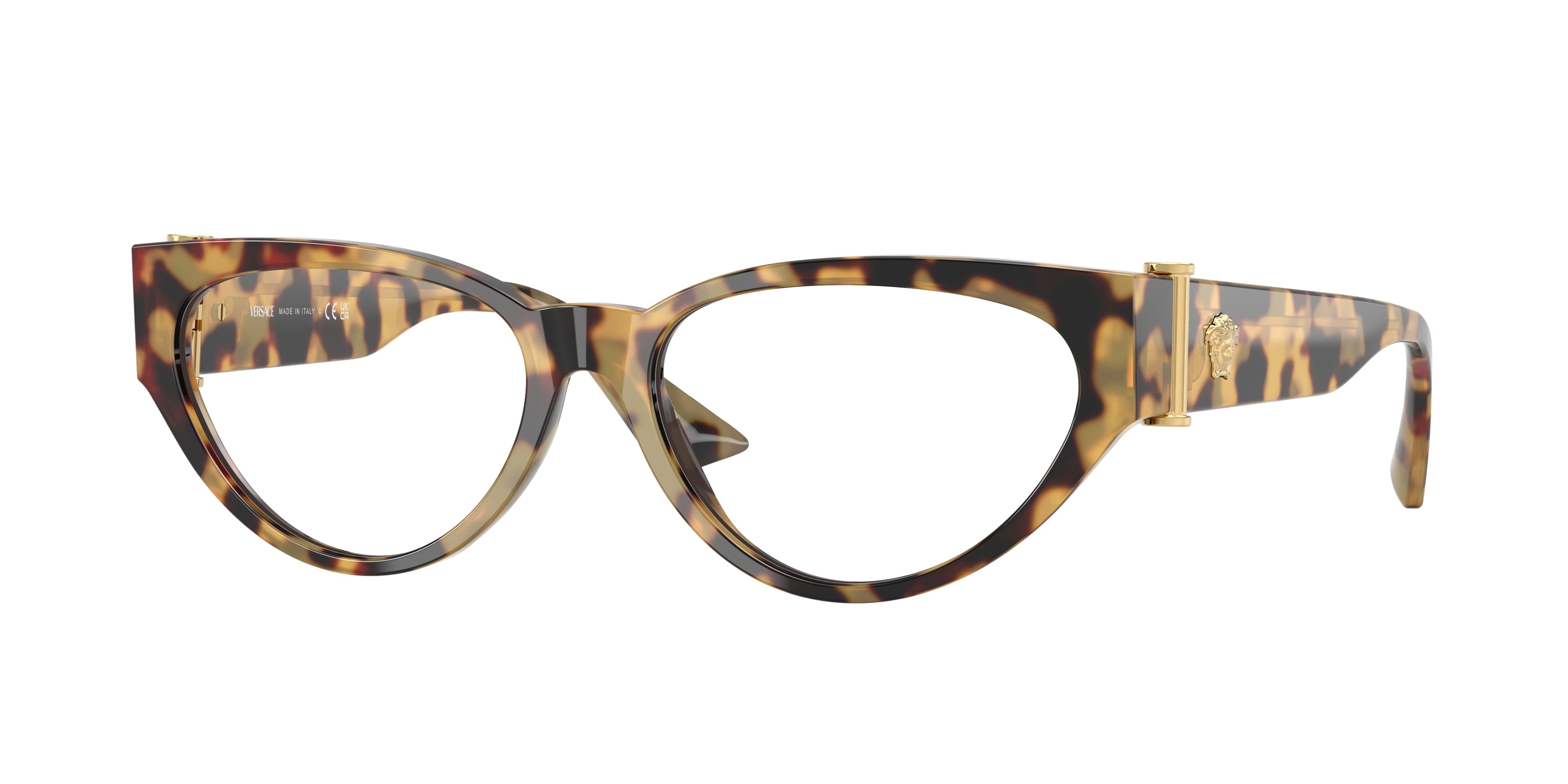Versace VE3366F Cat Eye Eyeglasses 777-Brown Yellow Havana 55-140-16 - Color Map Tortoise