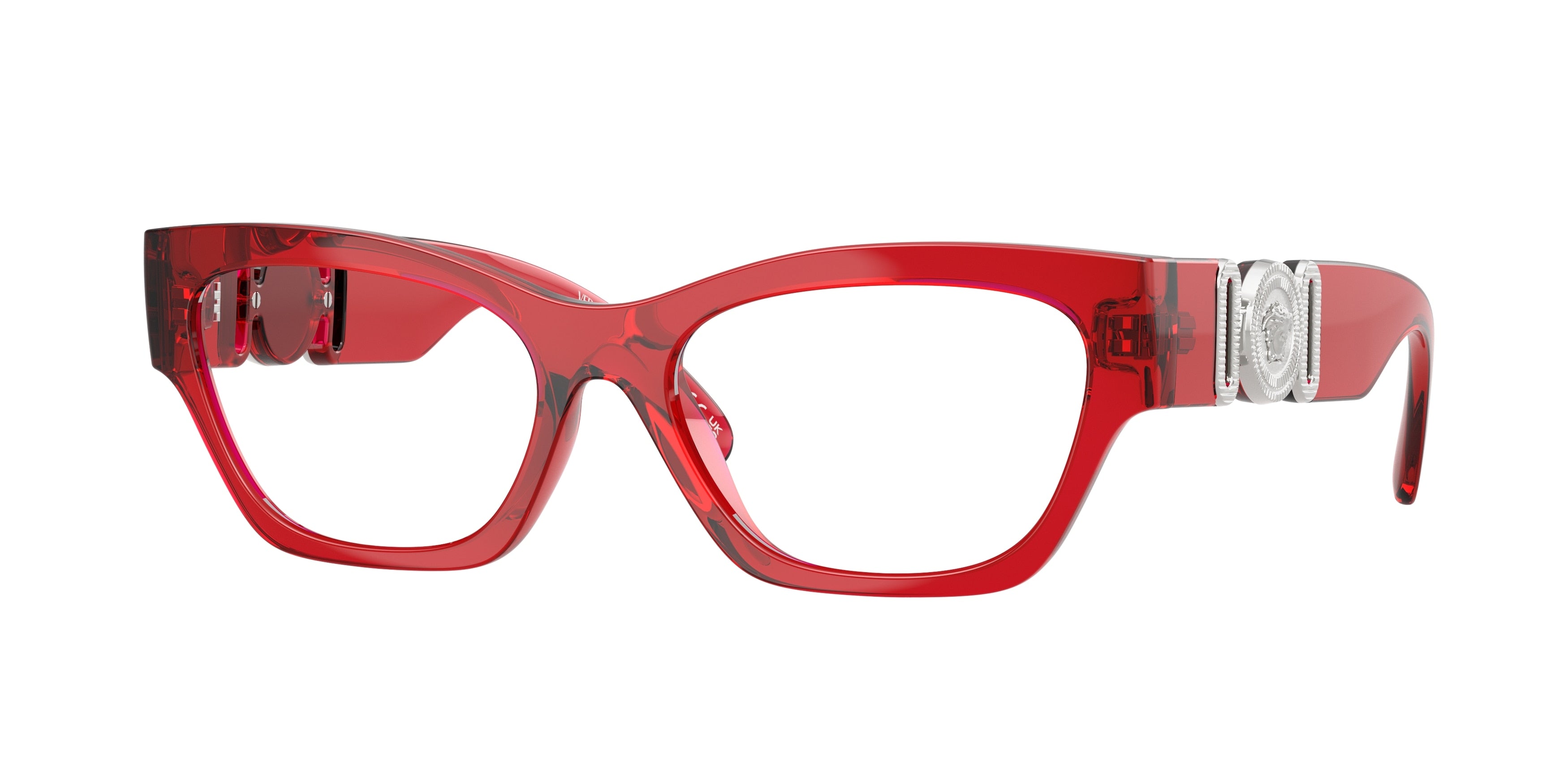 Versace VE3367U Cat Eye Eyeglasses 5495-Red Transparent 54-140-17 - Color Map Red