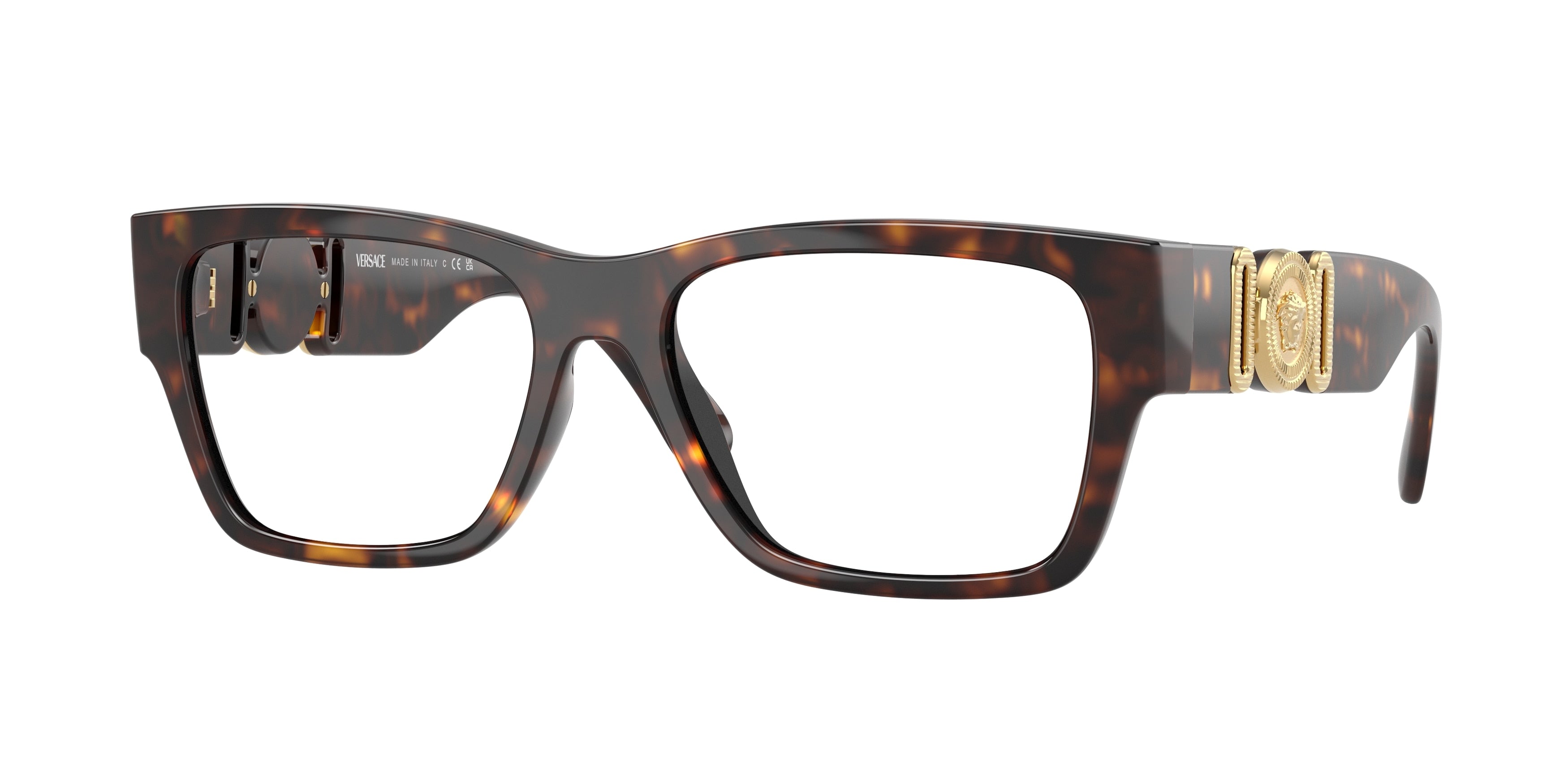 Versace VE3368U Square Eyeglasses 108-Havana 55-140-17 - Color Map Tortoise