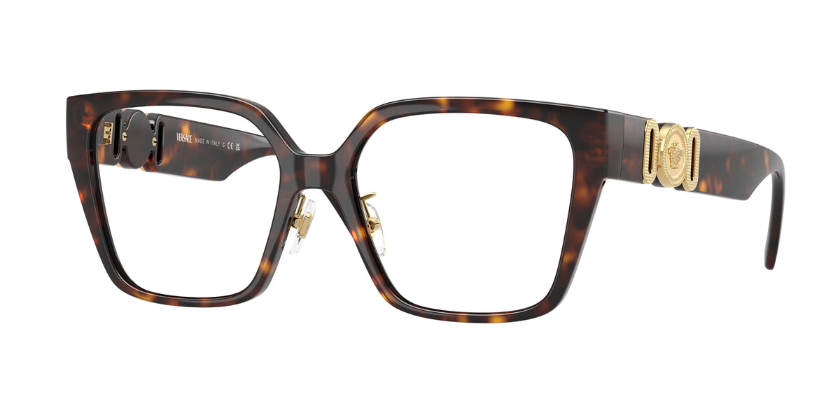 Versace VE3371D Square Eyeglasses 108-Havana 54-145-17 - Color Map Tortoise