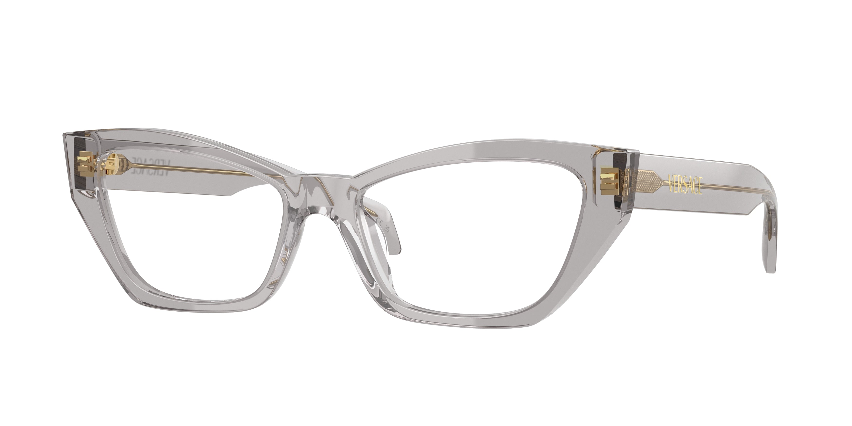Versace VE3373U Cat Eye Eyeglasses 593-Light Transparent Grey 54-140-17 - Color Map Grey
