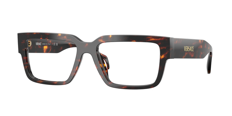 Versace VE3374U Rectangle Eyeglasses 5509-Havana 55-140-17 - Color Map Tortoise