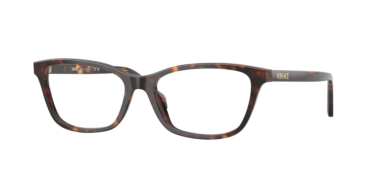 Versace VE3375F Cat Eye Eyeglasses 108-Havana 54-140-16 - Color Map Tortoise