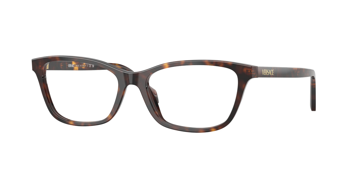 Versace VE3375 Cat Eye Eyeglasses 108-Dark Havana 54-140-16 - Color Map Brown