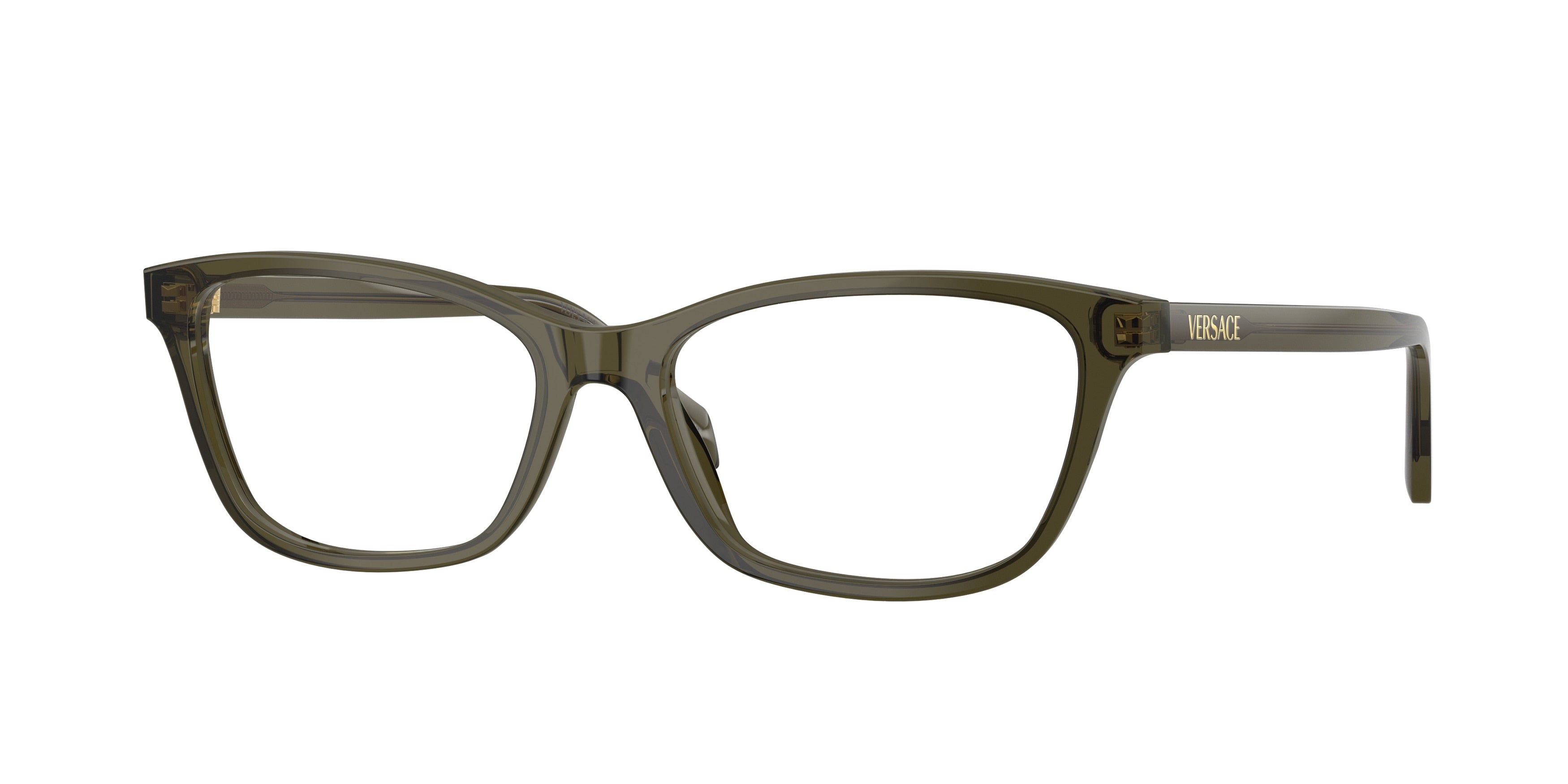 Versace VE3375 Cat Eye Eyeglasses 5542-Transparent Dark Green 52-140-16 - Color Map Green