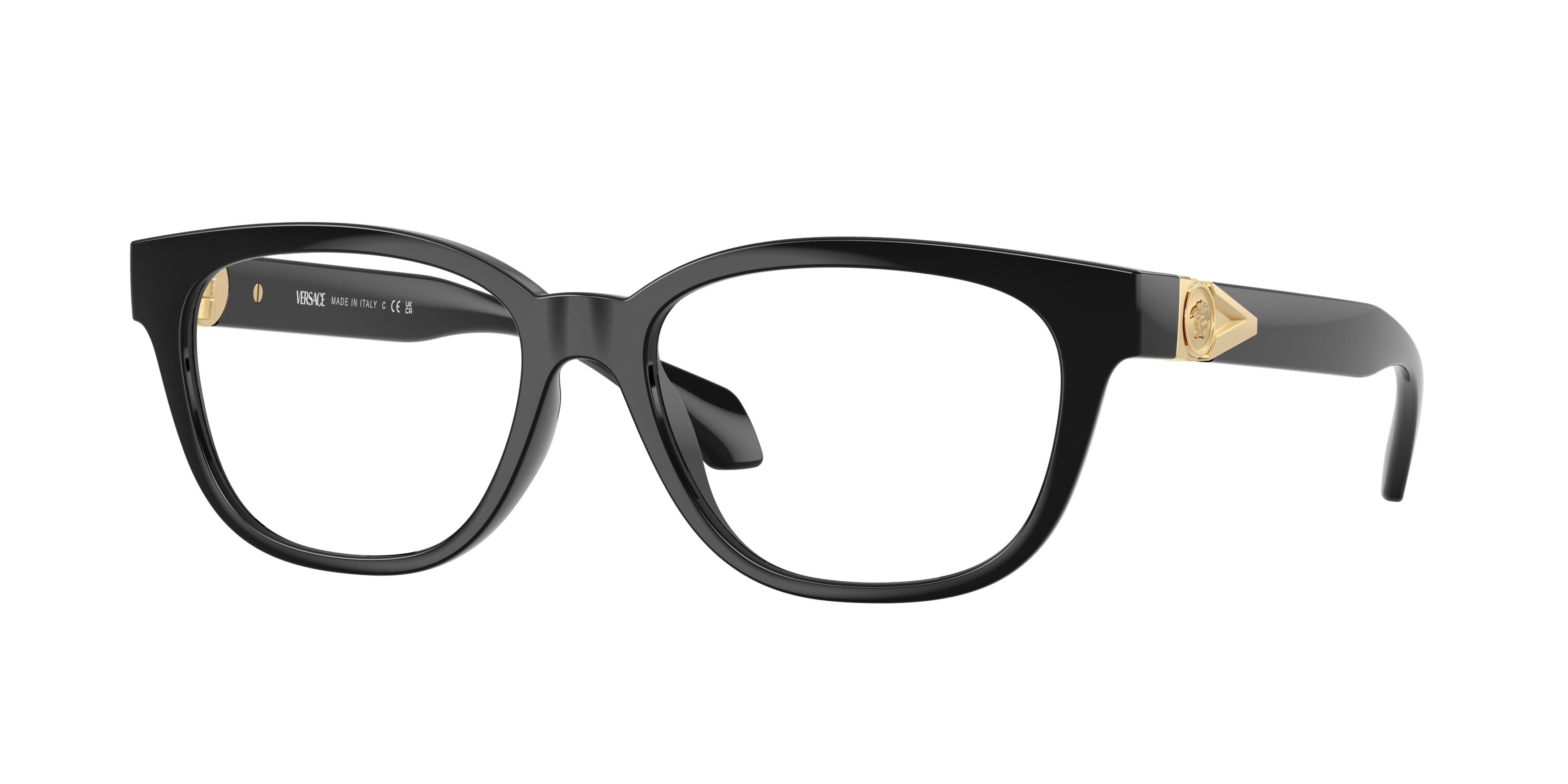Versace VE3376U Round Eyeglasses GB1-Black 53-140-16 - Color Map Black