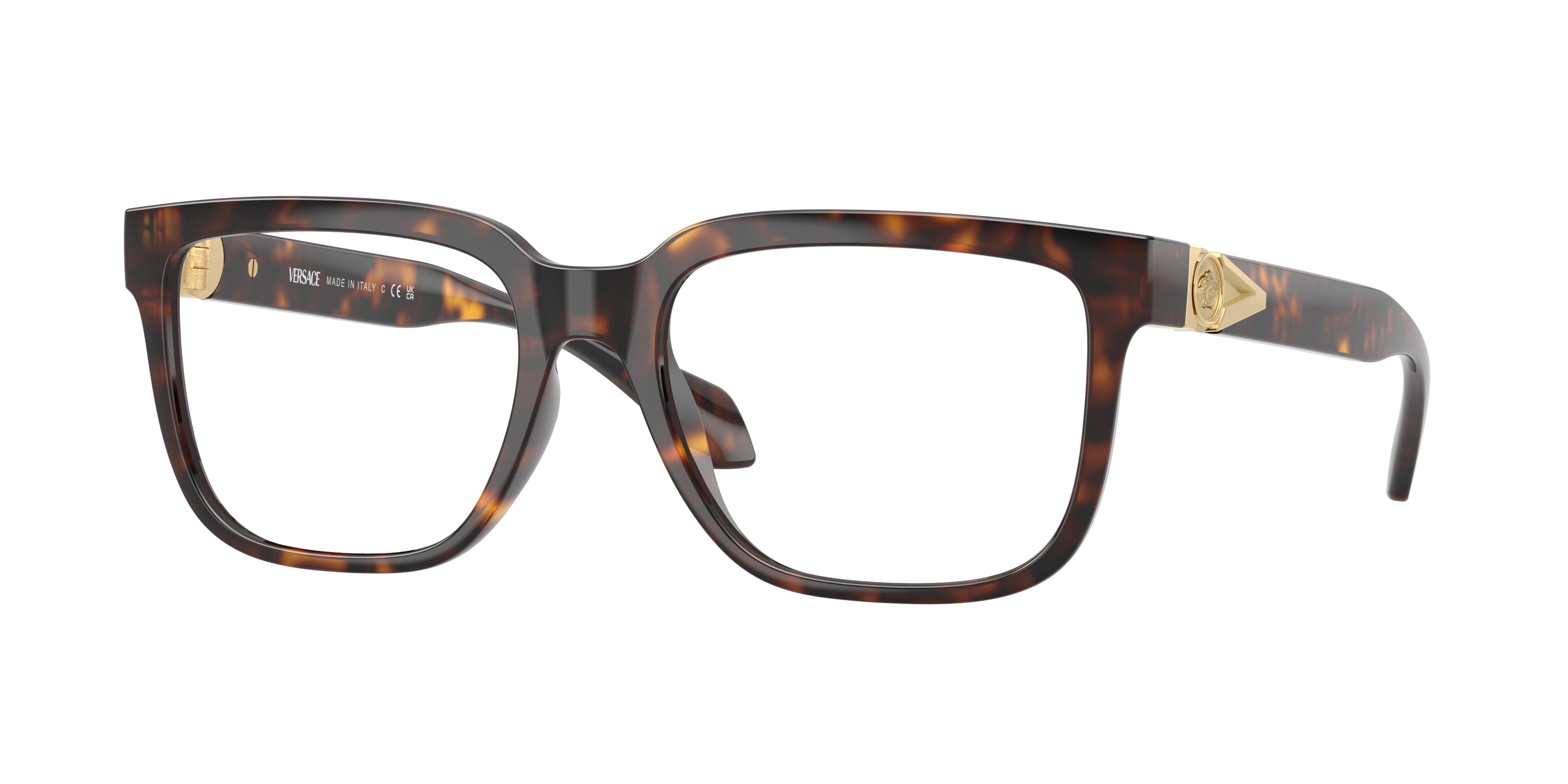 Versace VE3377U Square Eyeglasses 108-Havana 55-140-18 - Color Map Tortoise