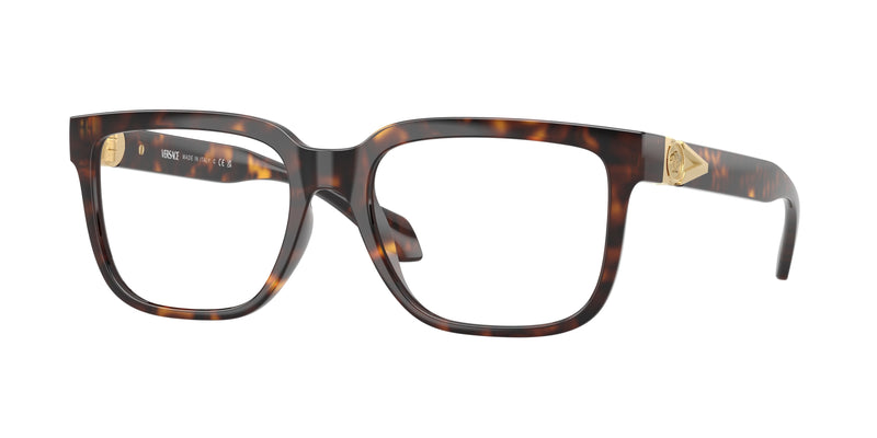 Versace VE3377U Square Eyeglasses 108-Havana 55-140-18 - Color Map Tortoise