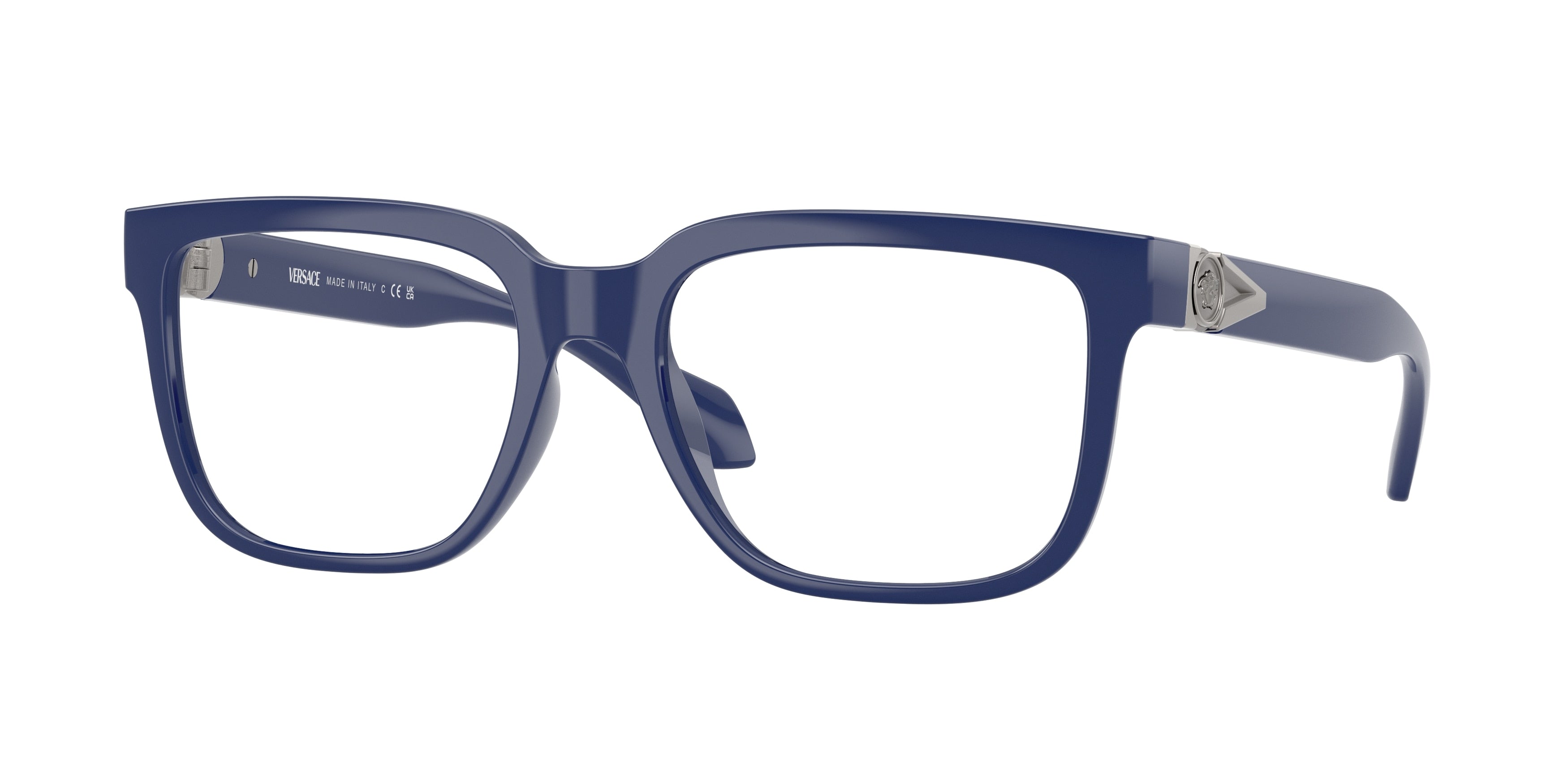 Versace VE3377U Square Eyeglasses 5450-Solid Blue 55-140-18 - Color Map Blue