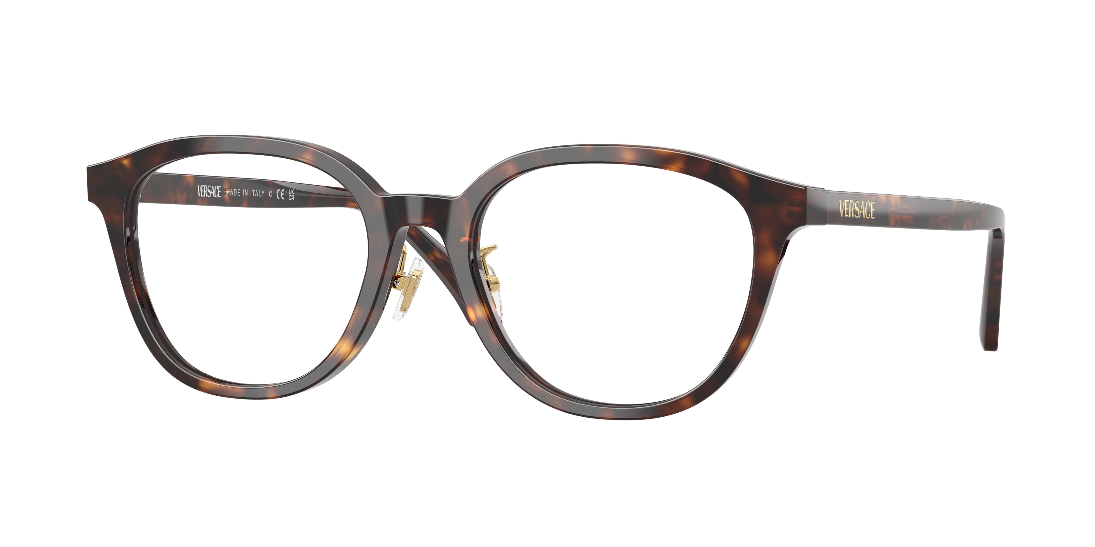 Versace VE3379D Phantos Eyeglasses 108-Dark Havana 53-140-19 - Color Map Brown