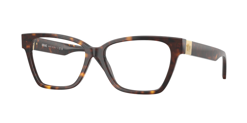 Versace VE3382F Cat Eye Eyeglasses 108-Havana 55-140-15 - Color Map Tortoise