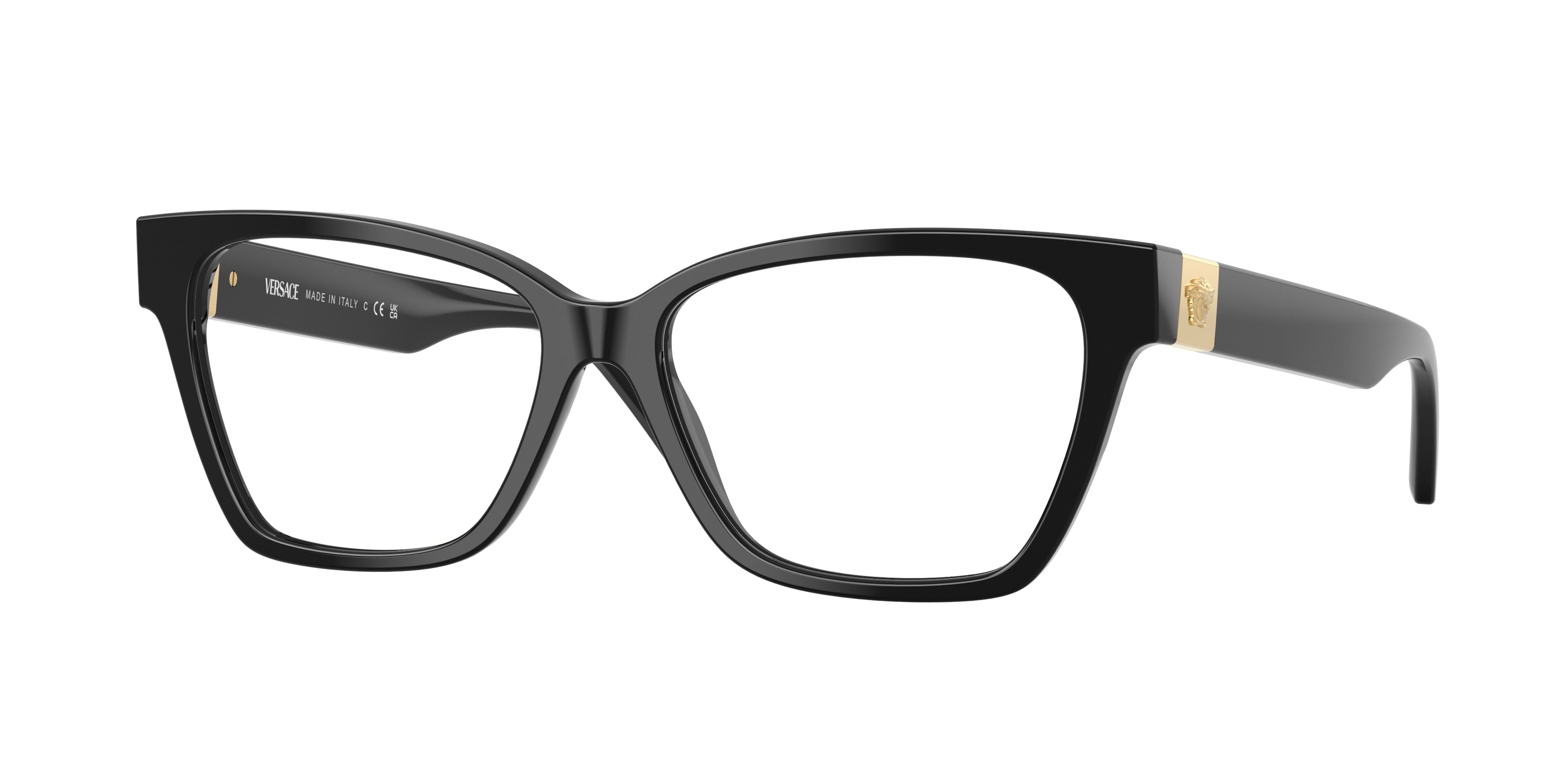 Versace VE3382 Cat Eye Eyeglasses  GB1-Black 55-140-15 - Color Map Black