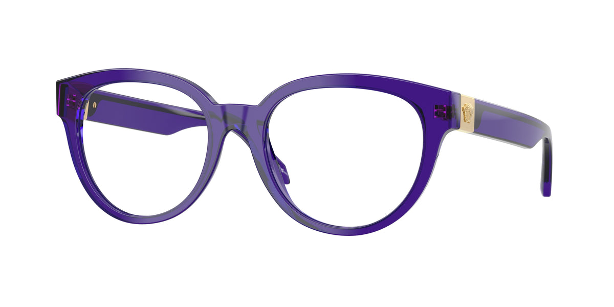 Versace VE3384 Round Eyeglasses 5545-Transparent Dark Violet 53-140-18 - Color Map Violet