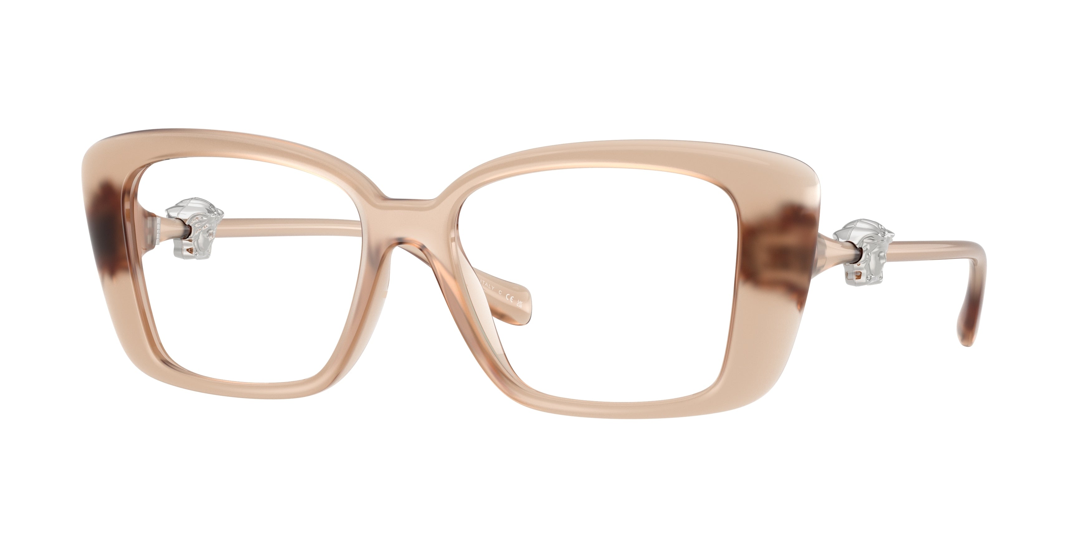 Versace VE3385U Square Eyeglasses  5538-Opal Beige 53-140-16 - Color Map Brown