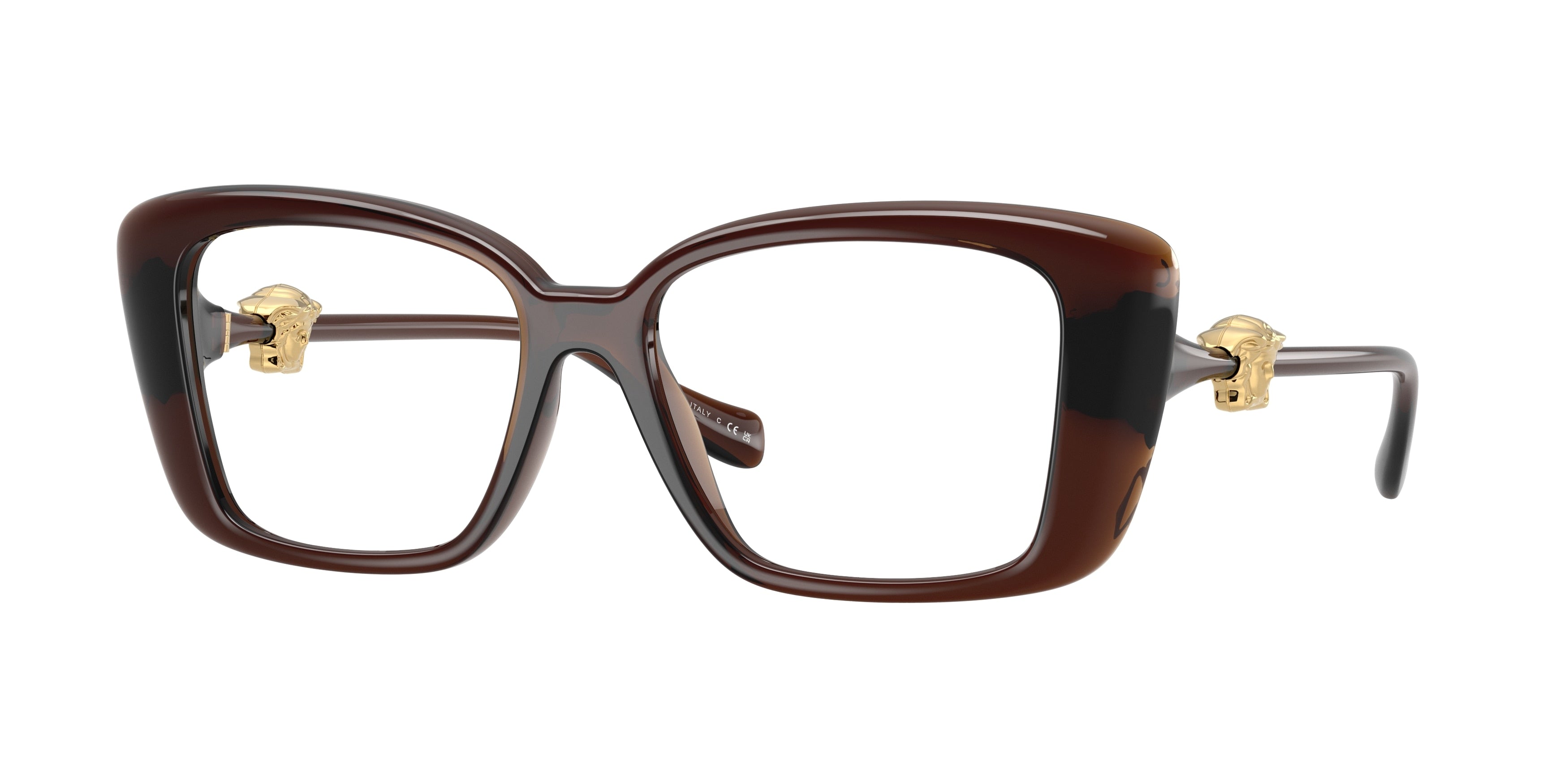 Versace VE3385U Square Eyeglasses  5547-Transparent Brown 53-140-16 - Color Map Brown