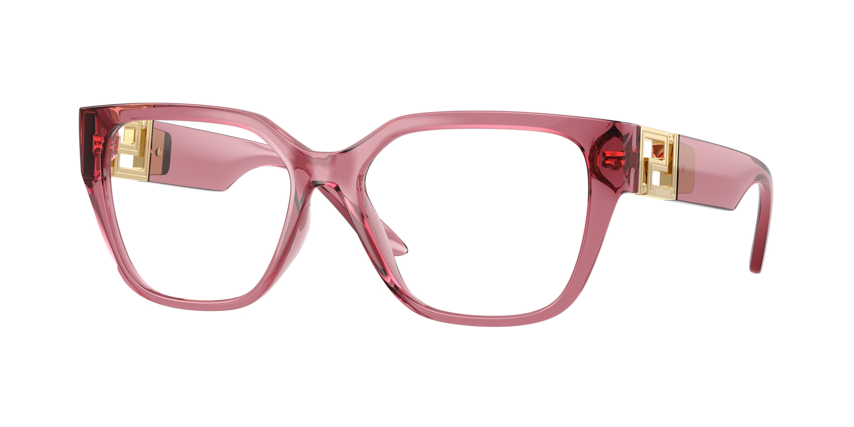 Versace VE3387U Square Eyeglasses 5234-Transparent Pink 54-140-16 - Color Map Pink