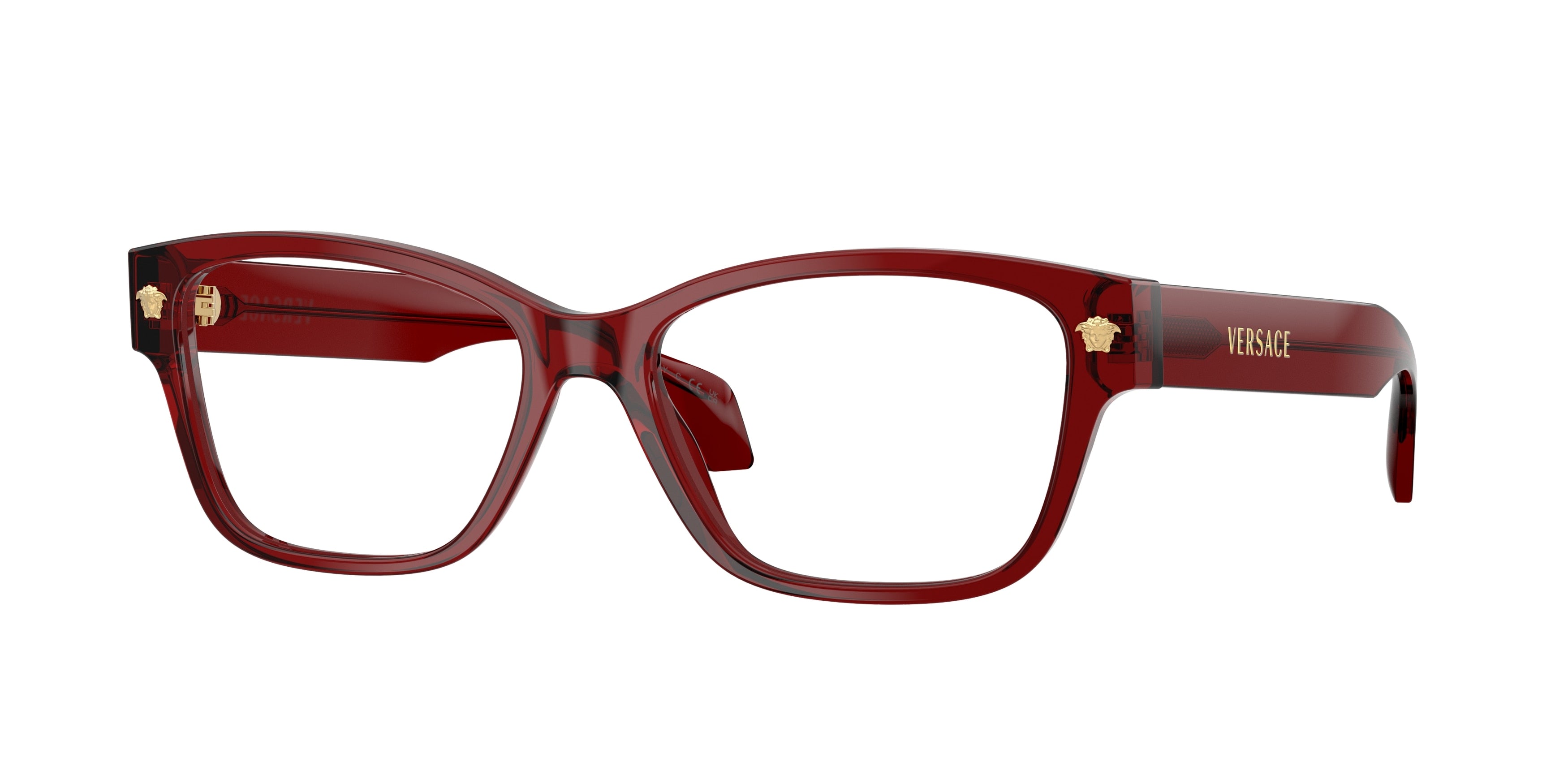 Versace VE3392 Cat Eye Eyeglasses 5540-Transparent Burgundy 54-140-16 - Color Map Red