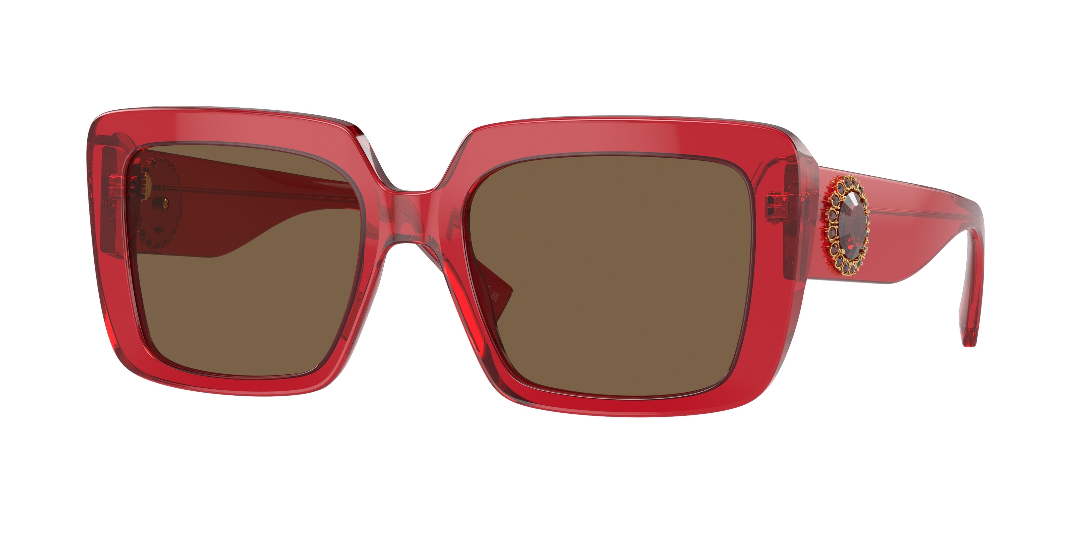 Versace VE4384B Square Sunglasses 528073-Transparent Red 54-140-19 - Color Map Red