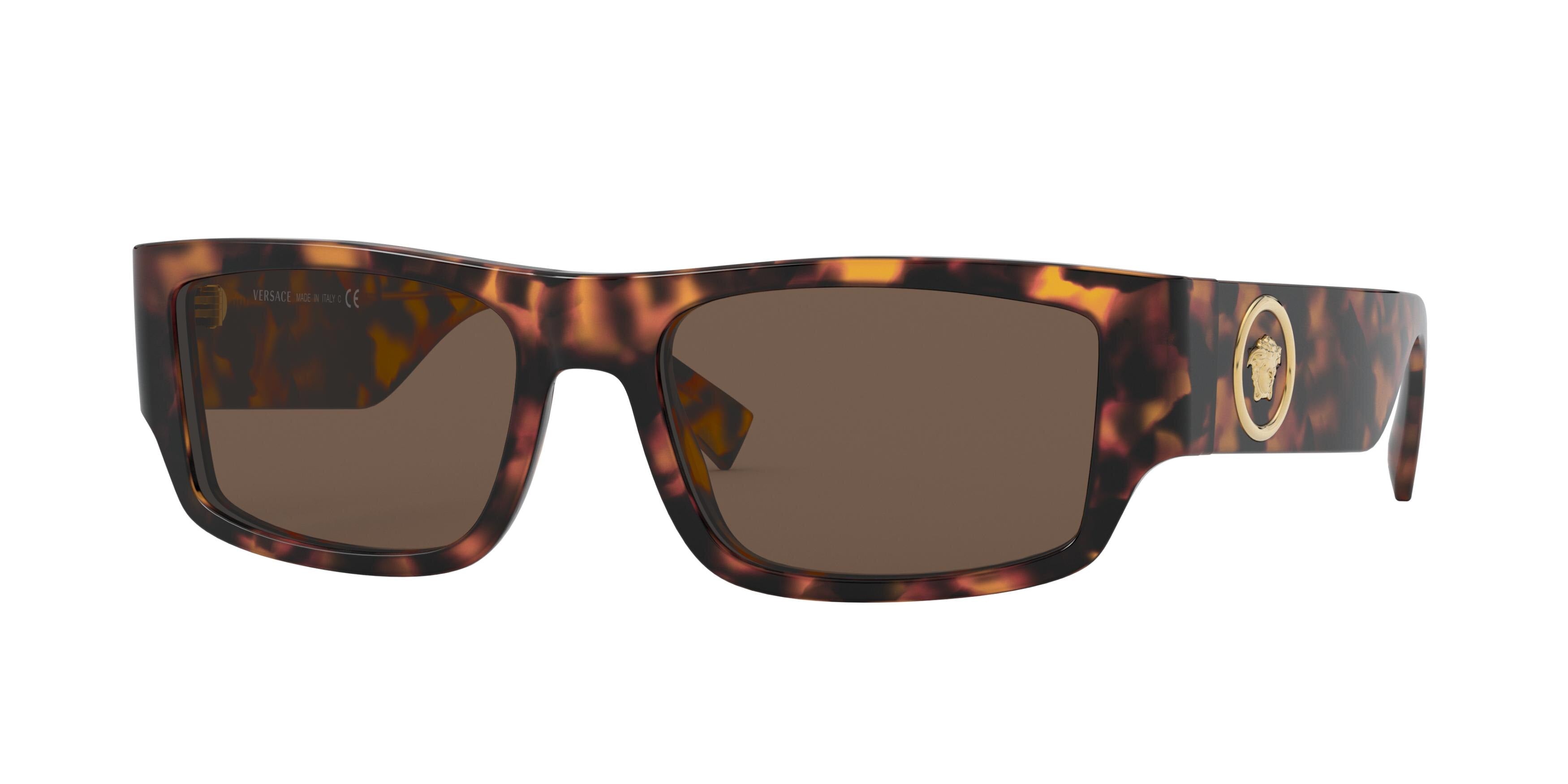 Versace VE4385 Rectangle Sunglasses  511973-Havana 56-135-18 - Color Map Brown