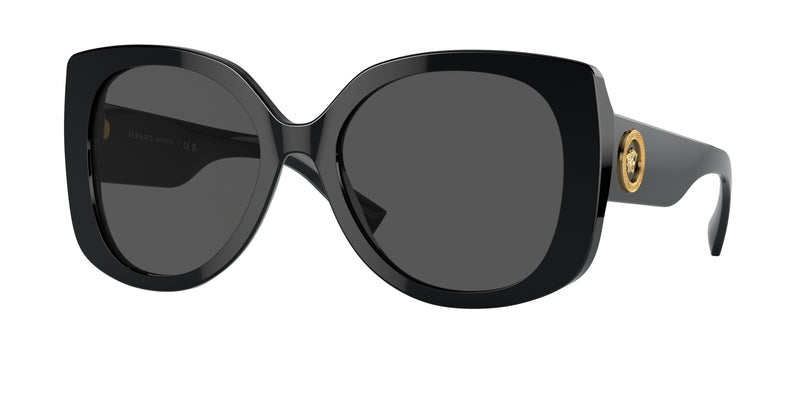 Versace VE4387 Rectangle Sunglasses GB1/87-Black 56-140-19 - Color Map Black