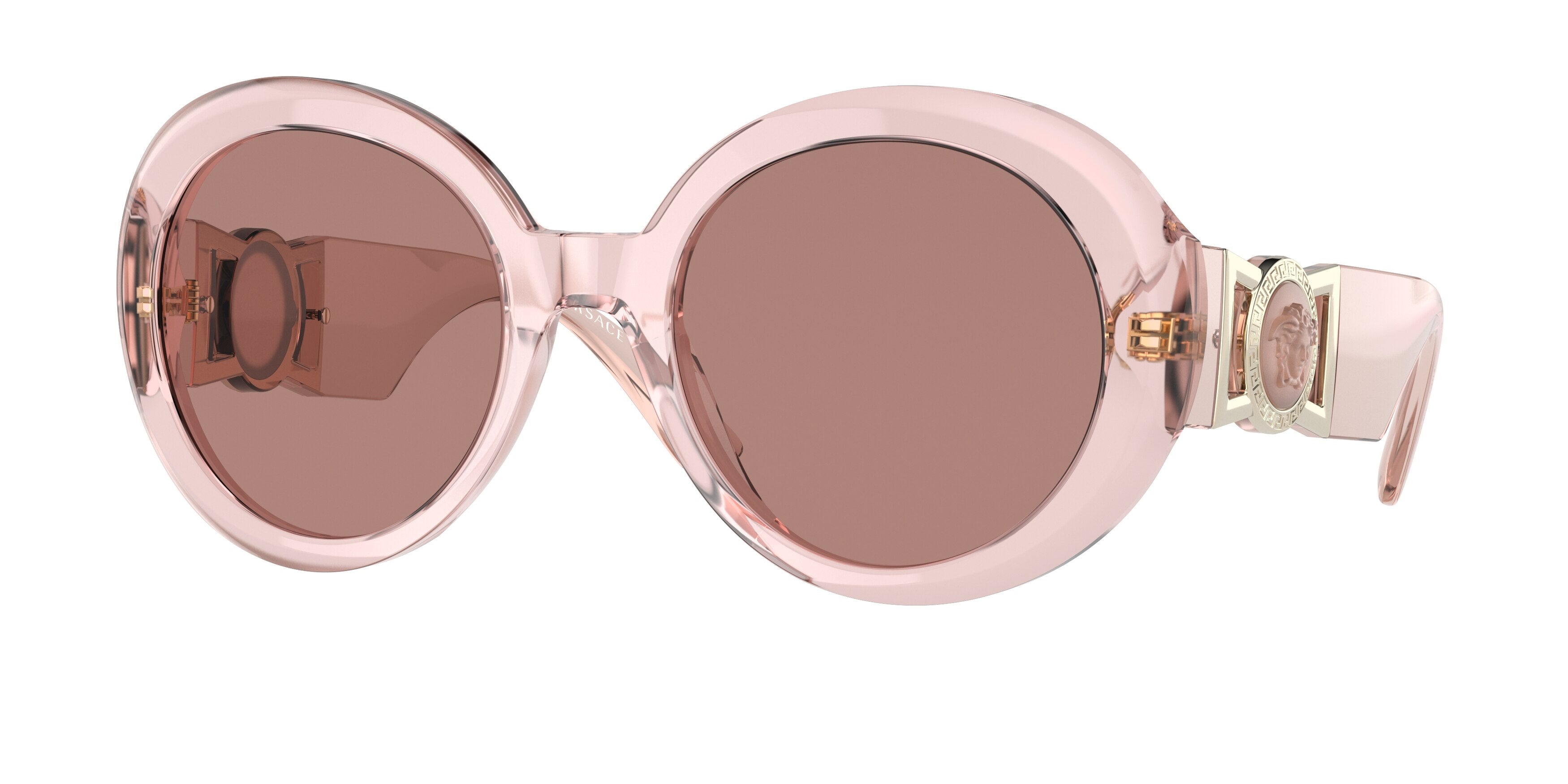 Versace VE4414F Round Sunglasses 533973-Transparent Pink 55-145-22 - Color Map Pink