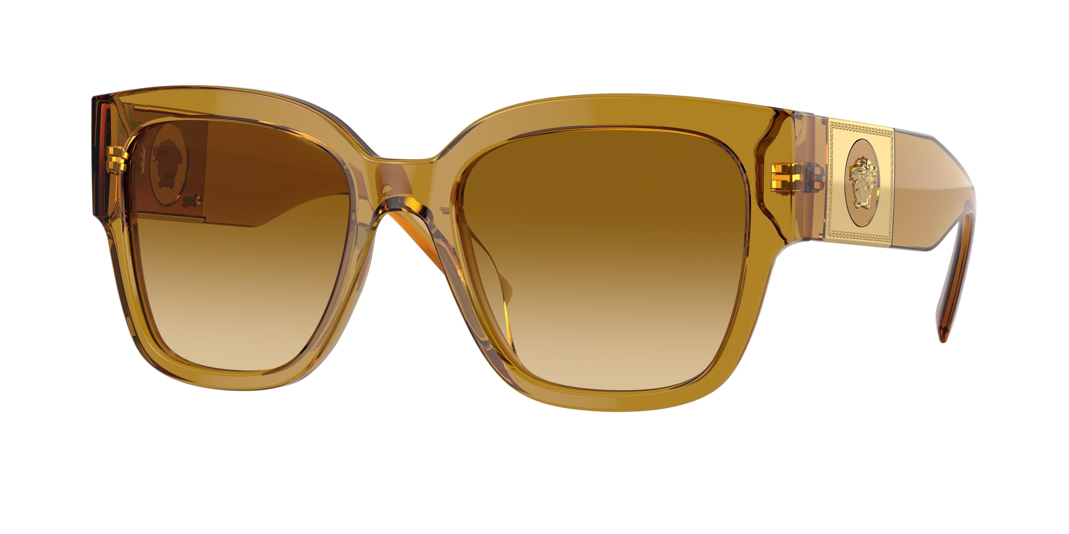 Versace VE4437U Pillow Sunglasses 53472L-Transparent Honey 54-140-20 - Color Map Yellow