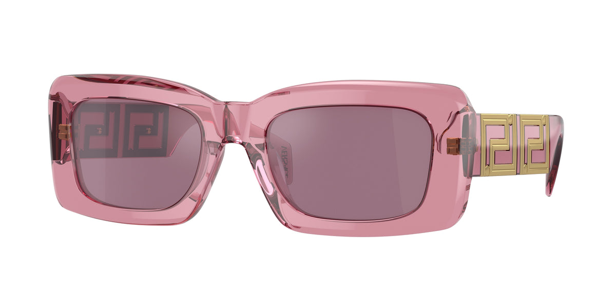 Versace VE4444U Rectangle Sunglasses 5355AK-Transparent Pink 54-140-21 - Color Map Pink