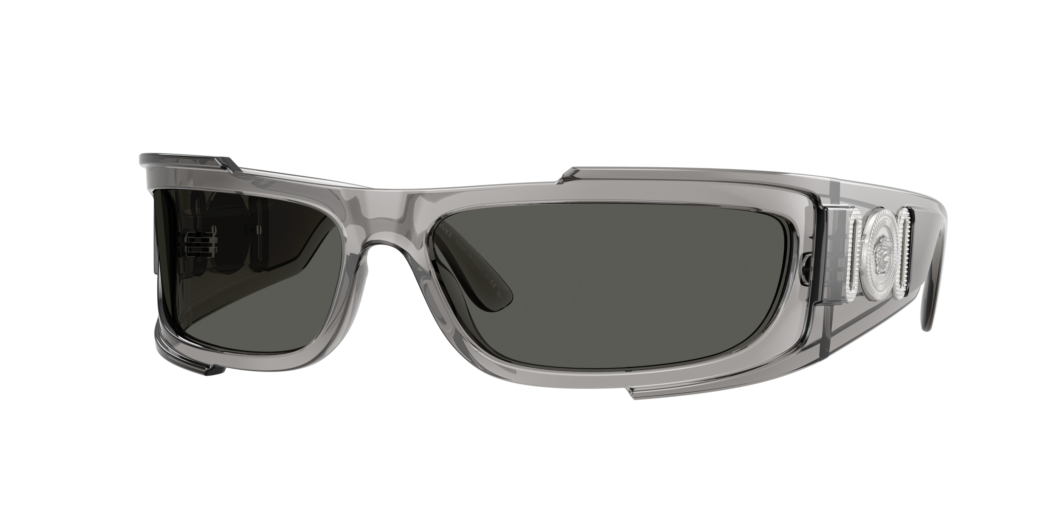 Versace VE4446 Rectangle Sunglasses 593/87-Grey Transparent 67-120-16 - Color Map Grey