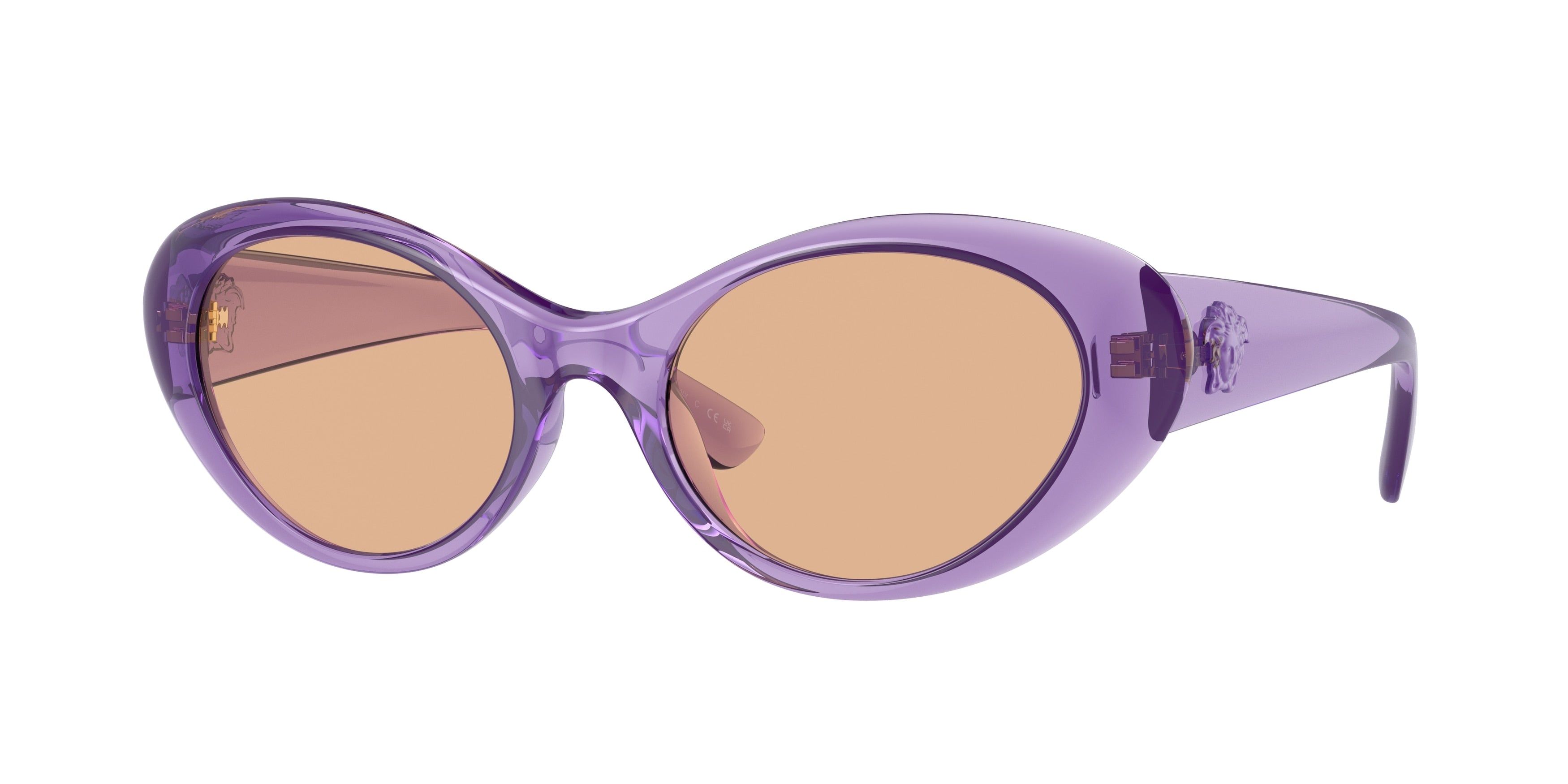 Versace VE4455U Oval Sunglasses 5353/3-Purple Transparent 53-140-19 - Color Map Violet