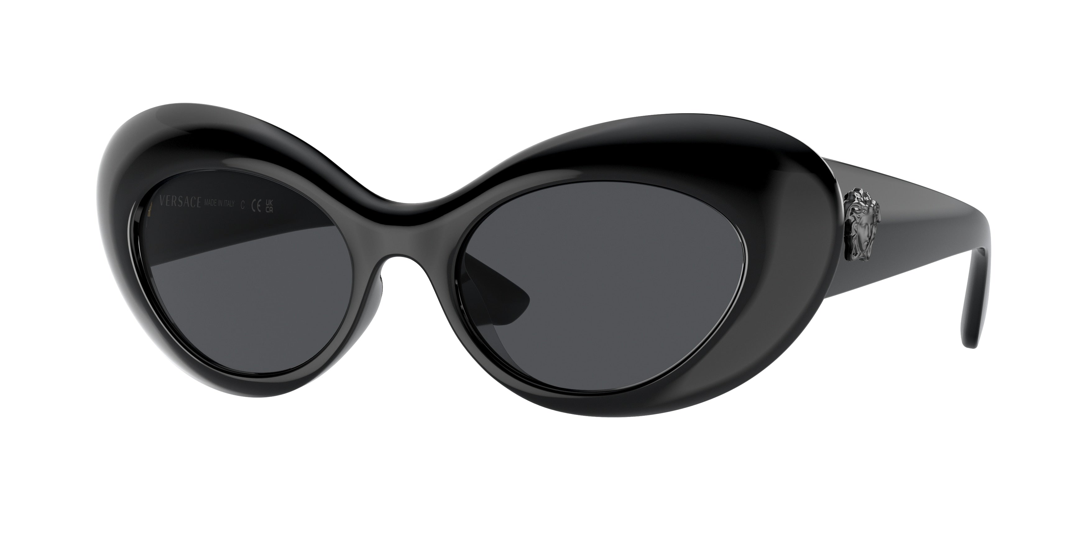 Versace VE4456U Oval Sunglasses GB1/87-Black 52-140-19 - Color Map Black
