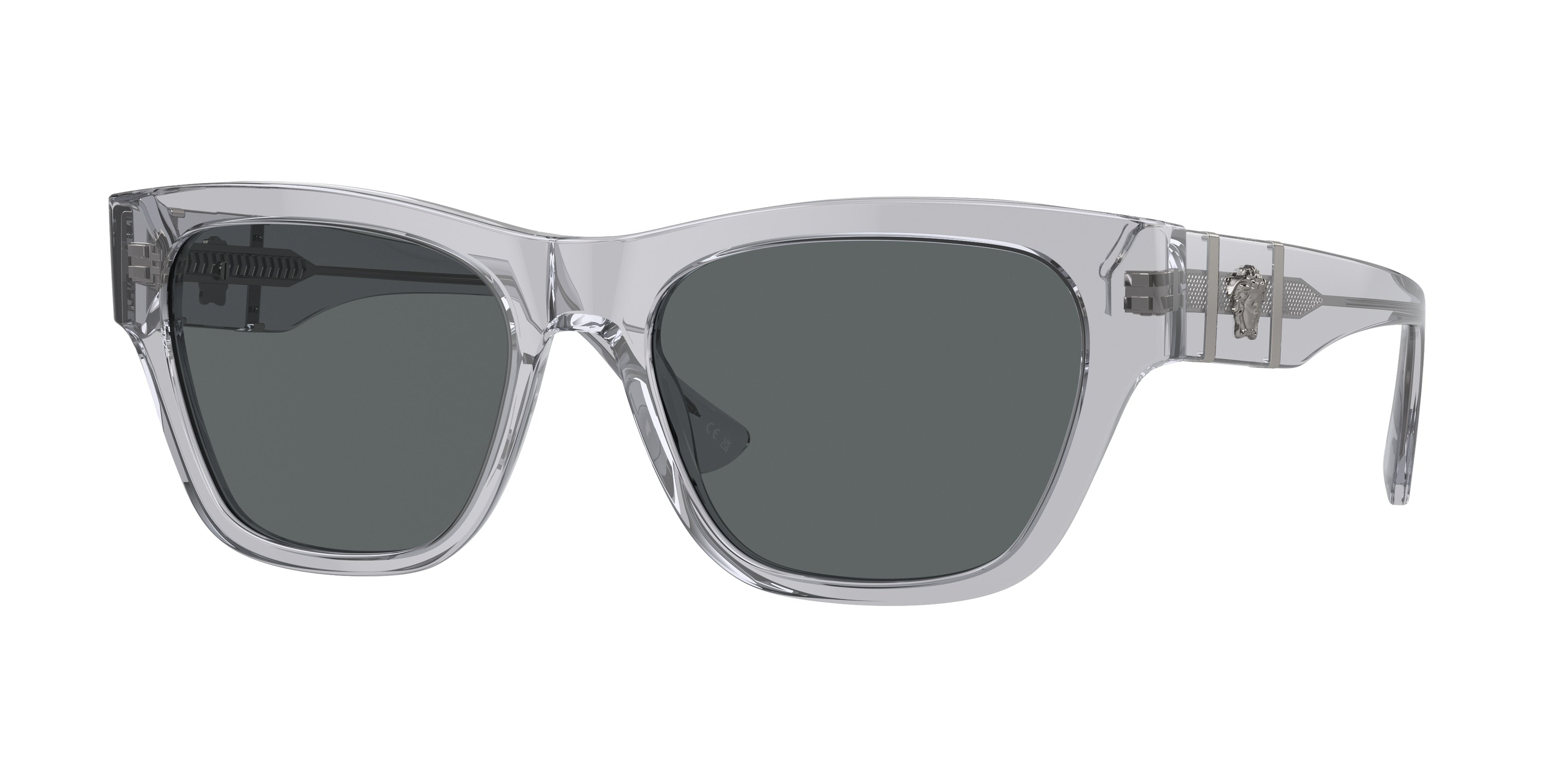 Versace VE4457 Square Sunglasses 543287-Grey Transparent 55-145-18 - Color Map Grey
