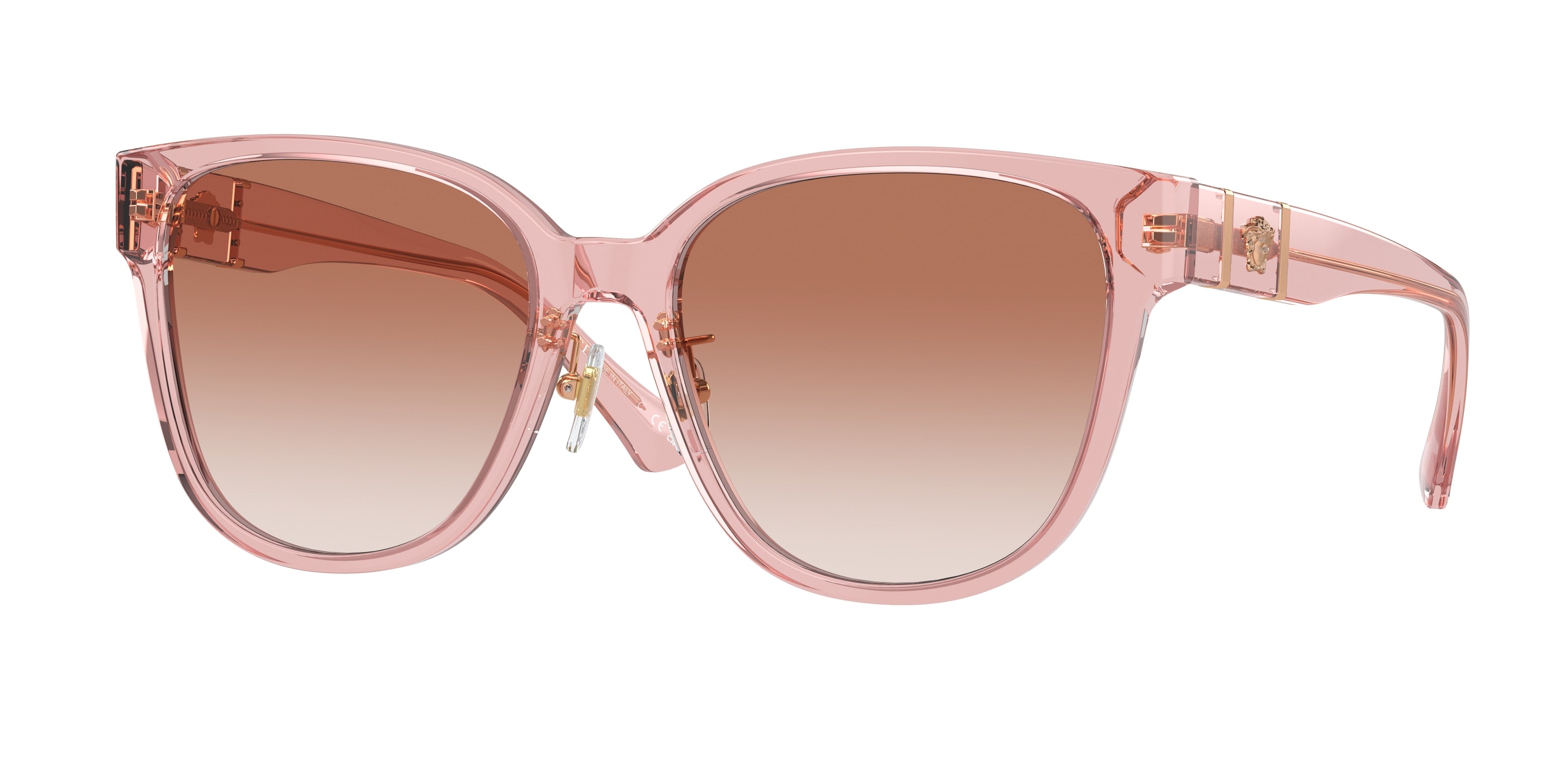 Versace VE4460D Square Sunglasses 543413-Peach Transparent 57-140-18 - Color Map Pink