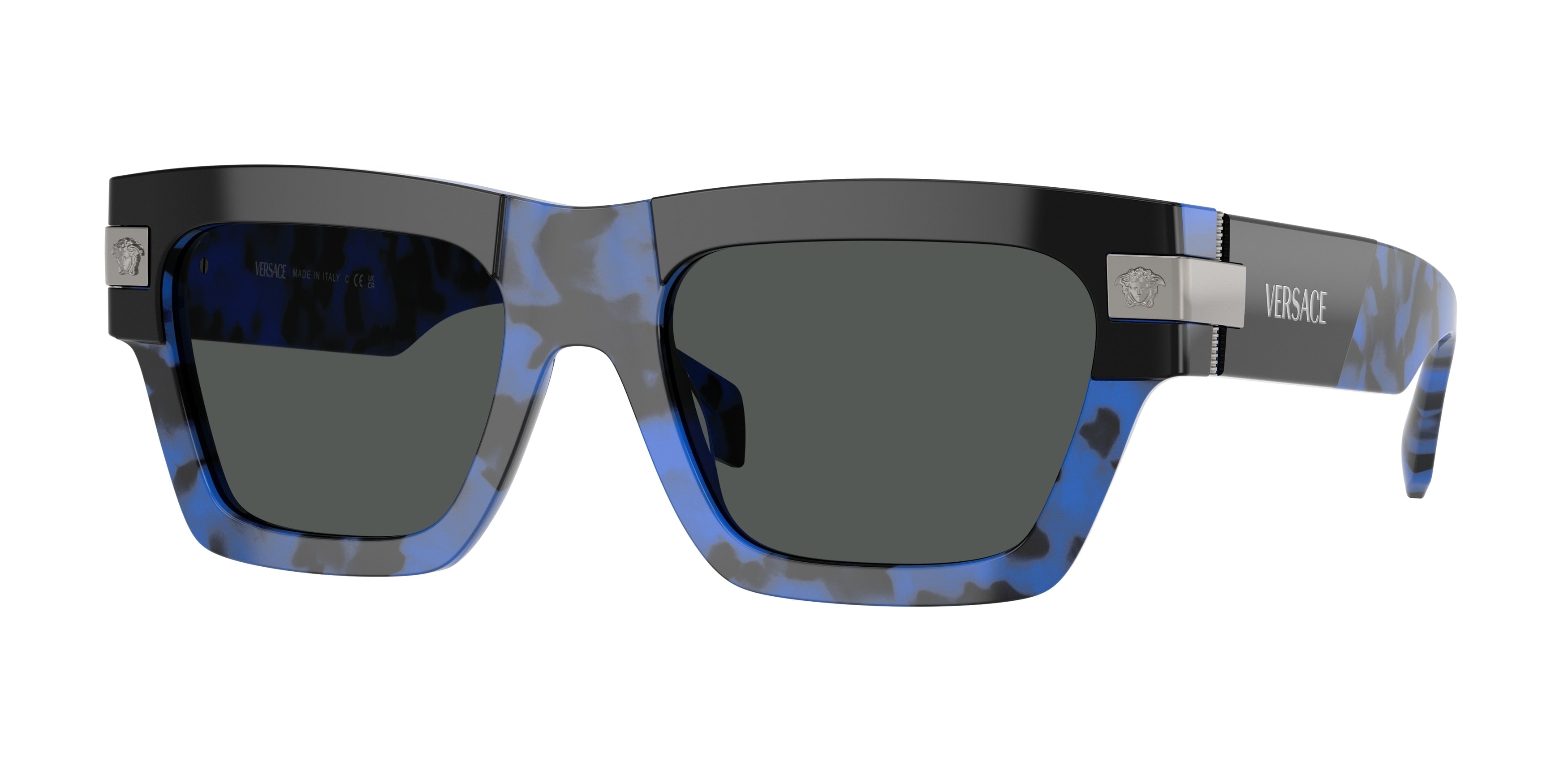 Versace VE4464 Rectangle Sunglasses 545887-Havana Blue 55-145-20 - Color Map Blue
